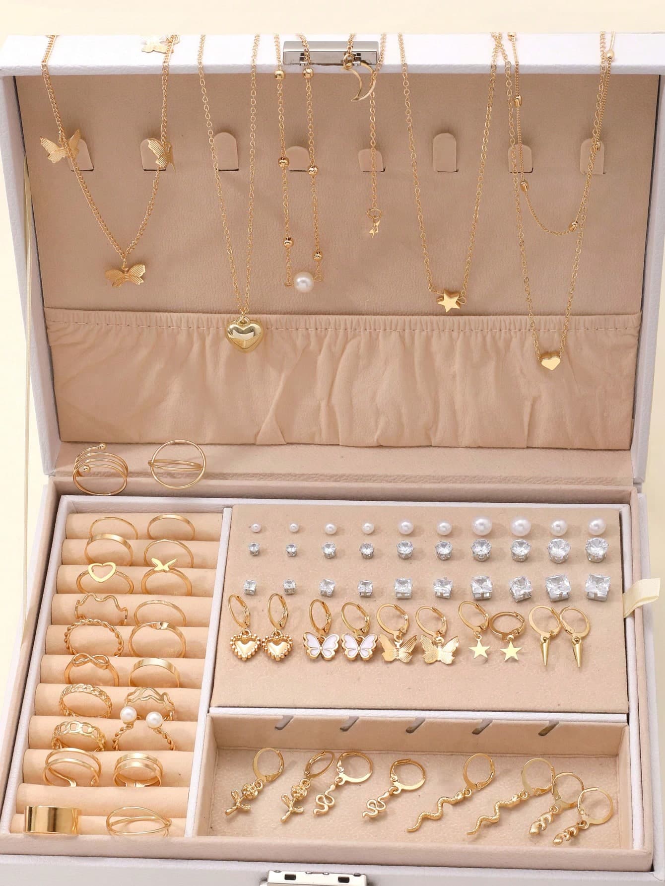 77pcs Vintage Elegant Faux Pearl Jewelry Set Suitable For Daily Wear, Outings And Commuting