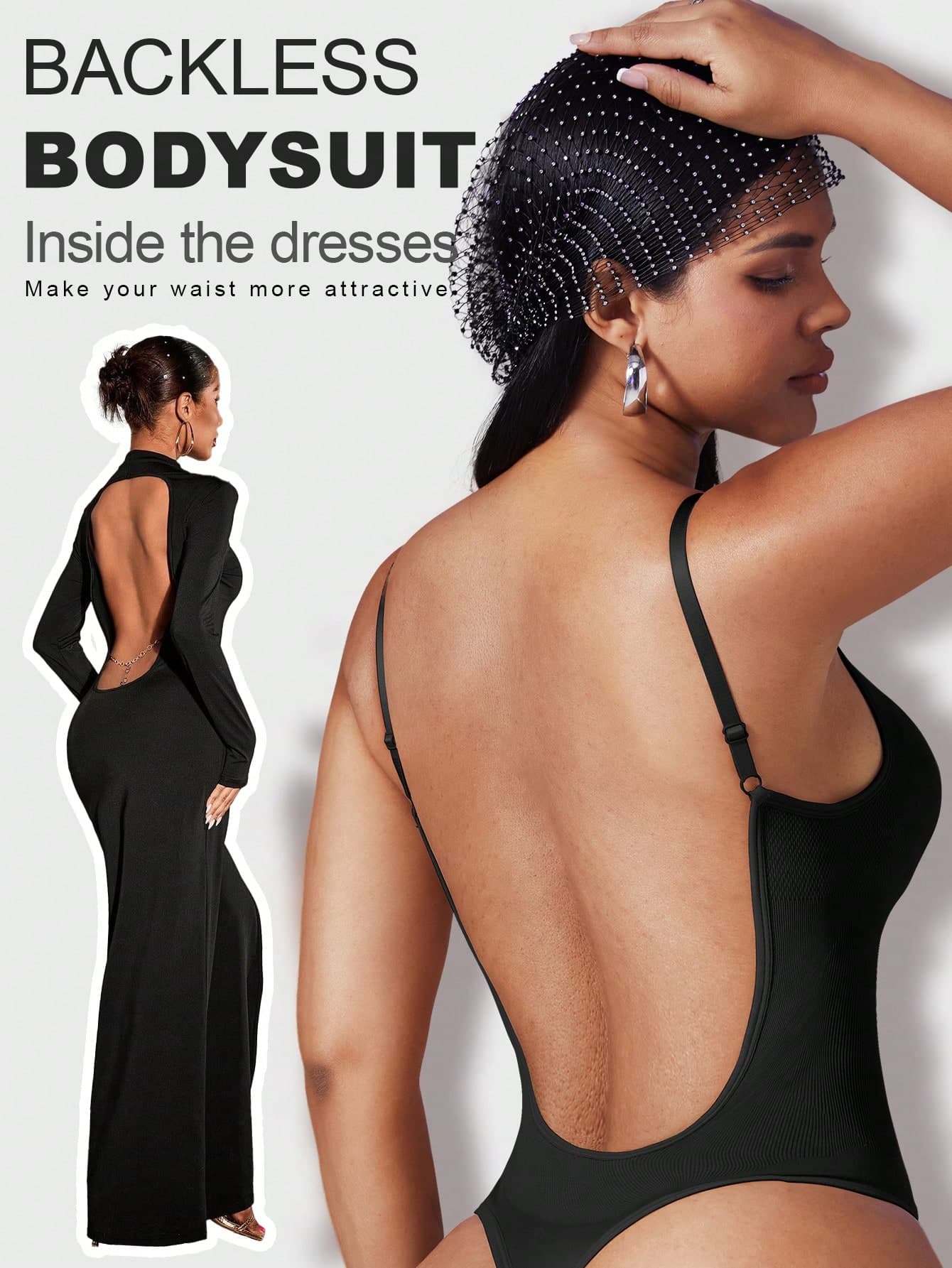 1pc Women's Seamless Shaping Bodysuit With Thong Bottom, Slimming Bodyshaper Flat Belly Breathable Tight Jumpsuit Shapewear Waist Trainer Low Back Backless