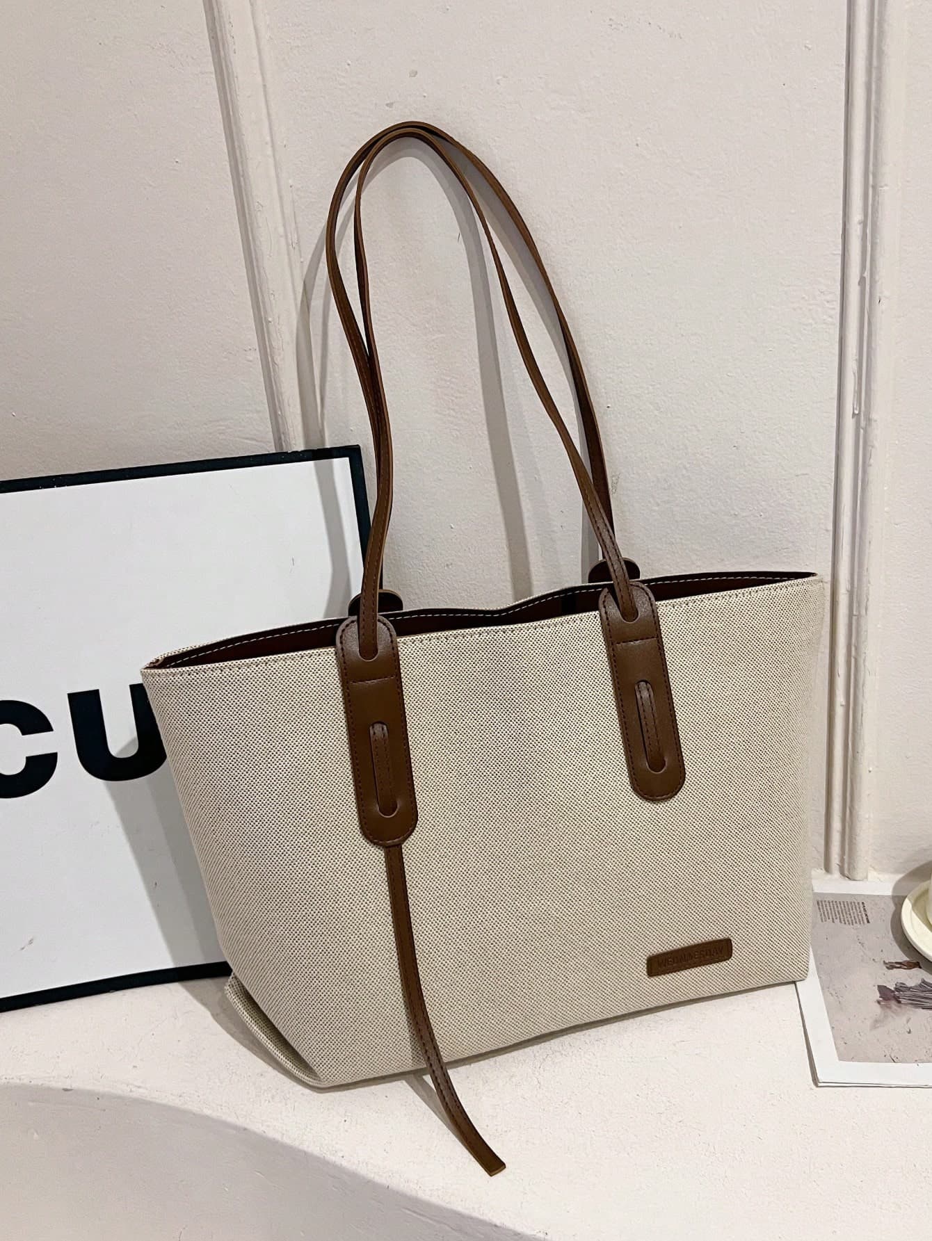 Large Capacity Foldable Shoulder Strap Tote Bag, Suitable For Women Shopping, Work Commute, Outing, Business Events, Gift For Mom, New In Fall/Winter Large Capacity Shoulder Tote Bag, Tote Bags For School, College Essentials