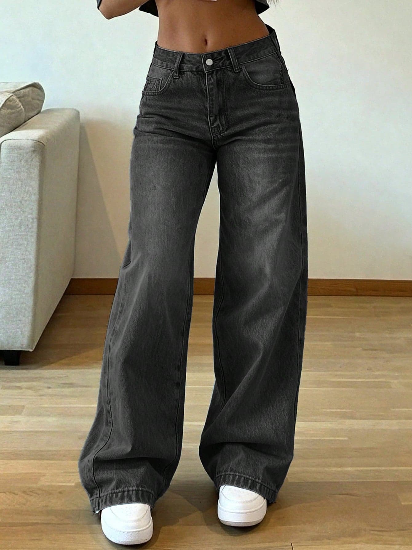Women's Vintage Loose Stacked Straight Leg Jeans Casual Spring