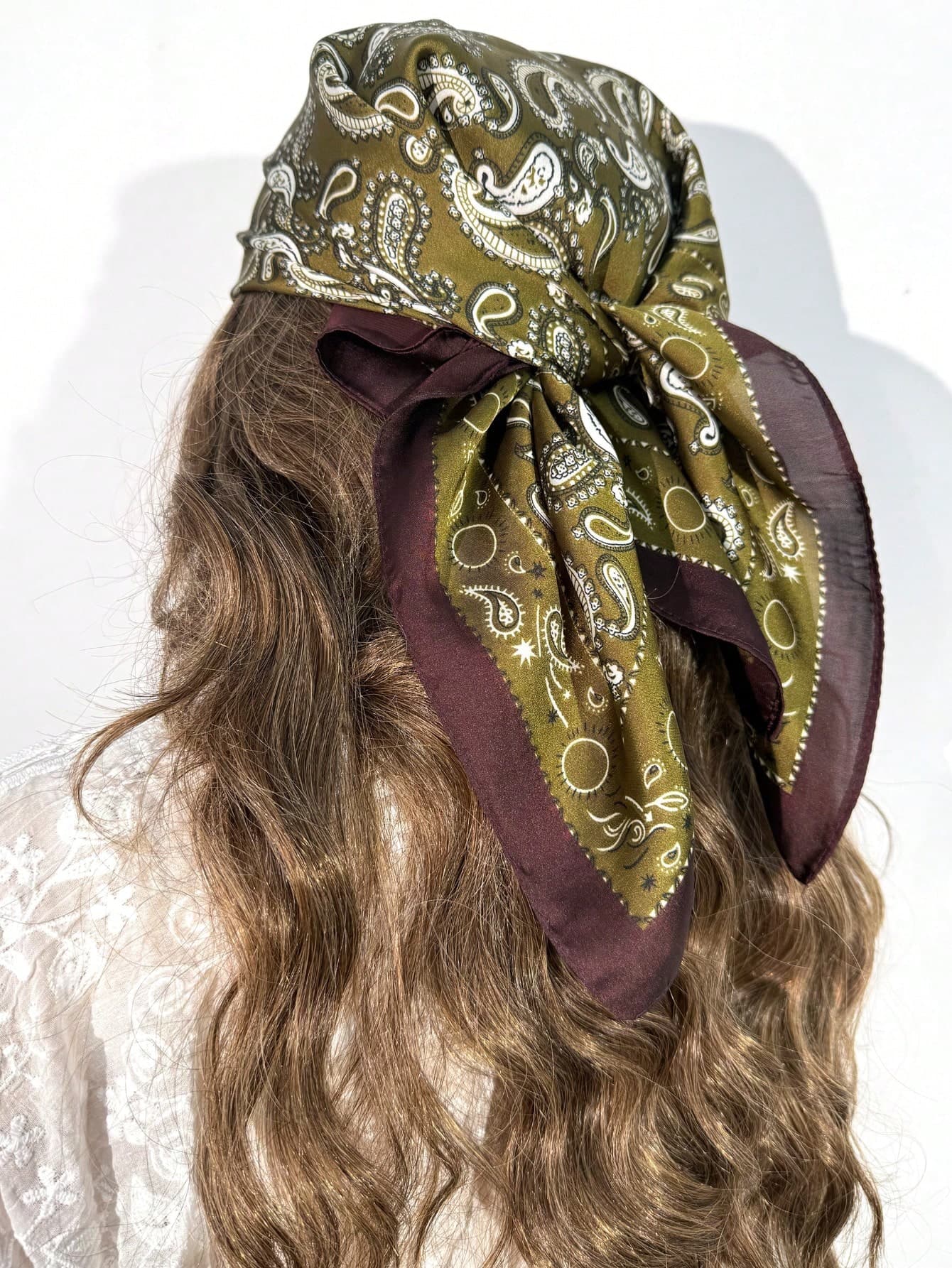 1pc Women's Lightweight Vintage Paisley Pattern 70cm Square Silk Scarf/Bandana/Headband/Waist Belt