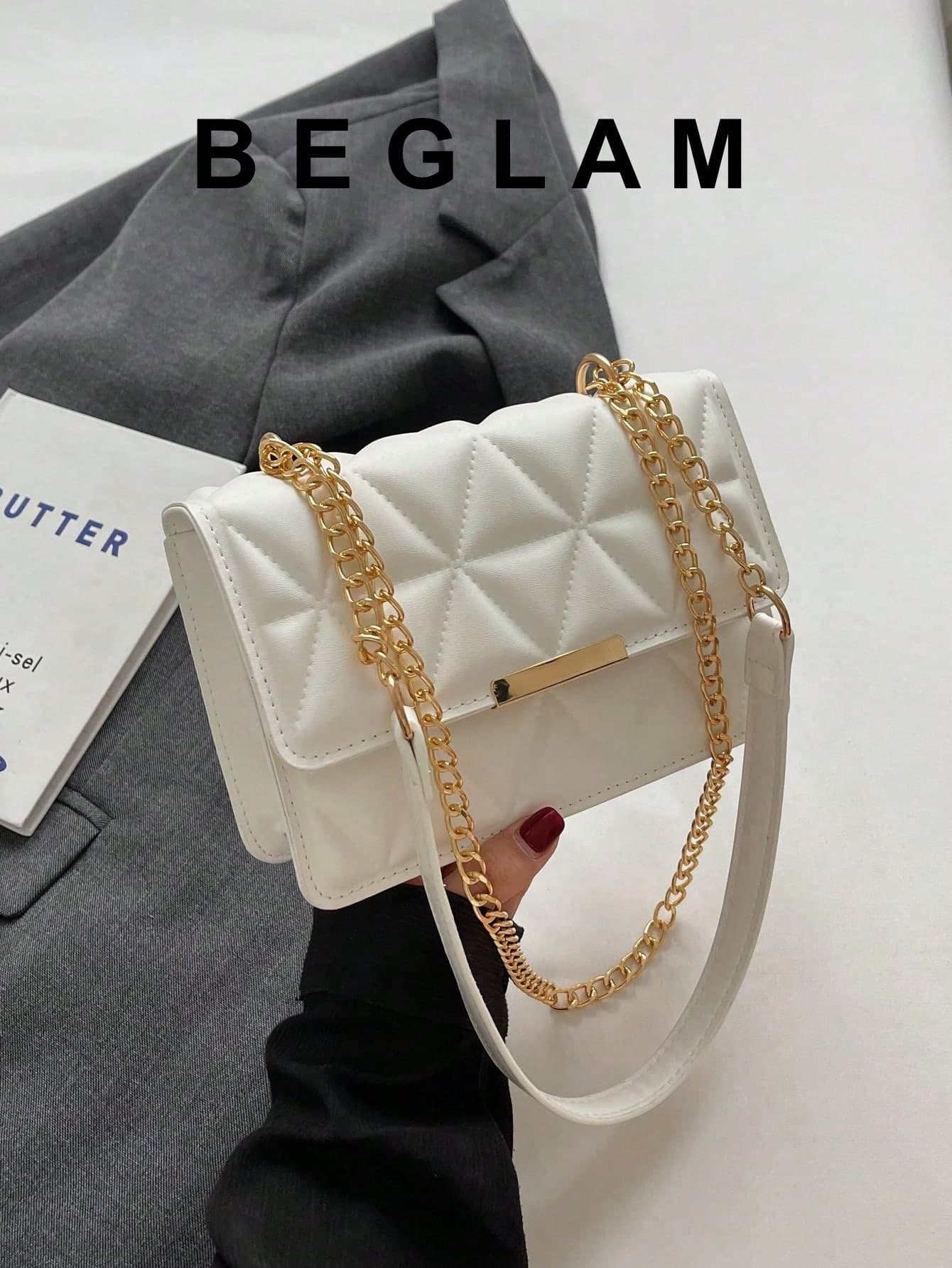 Fashion Solid Color & Printed Wide Strap Hard Handbag & Shoulder Bag, Women New Year Edition, Cream Bag