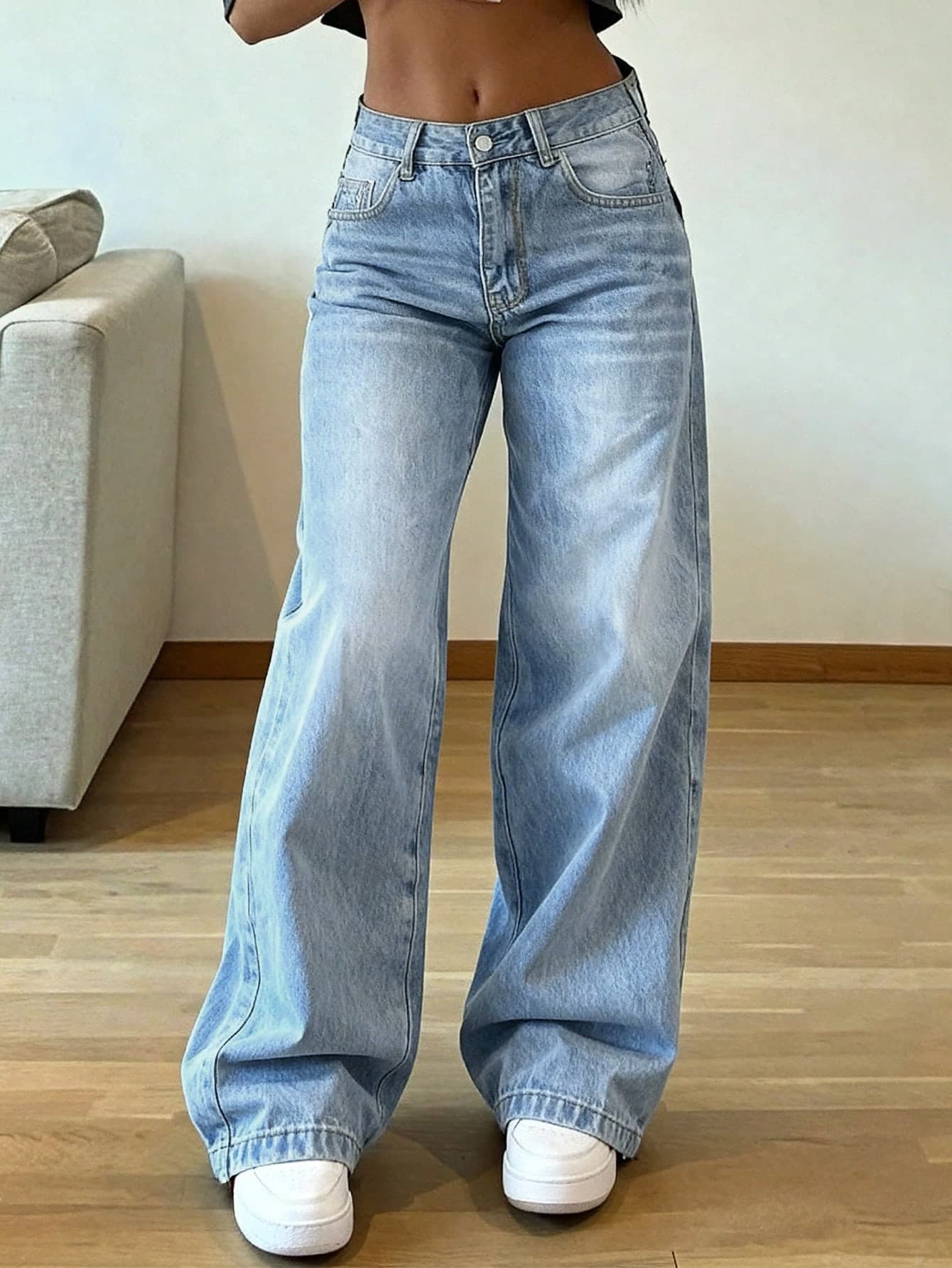 Women's Vintage Loose Stacked Straight Leg Jeans Casual Spring