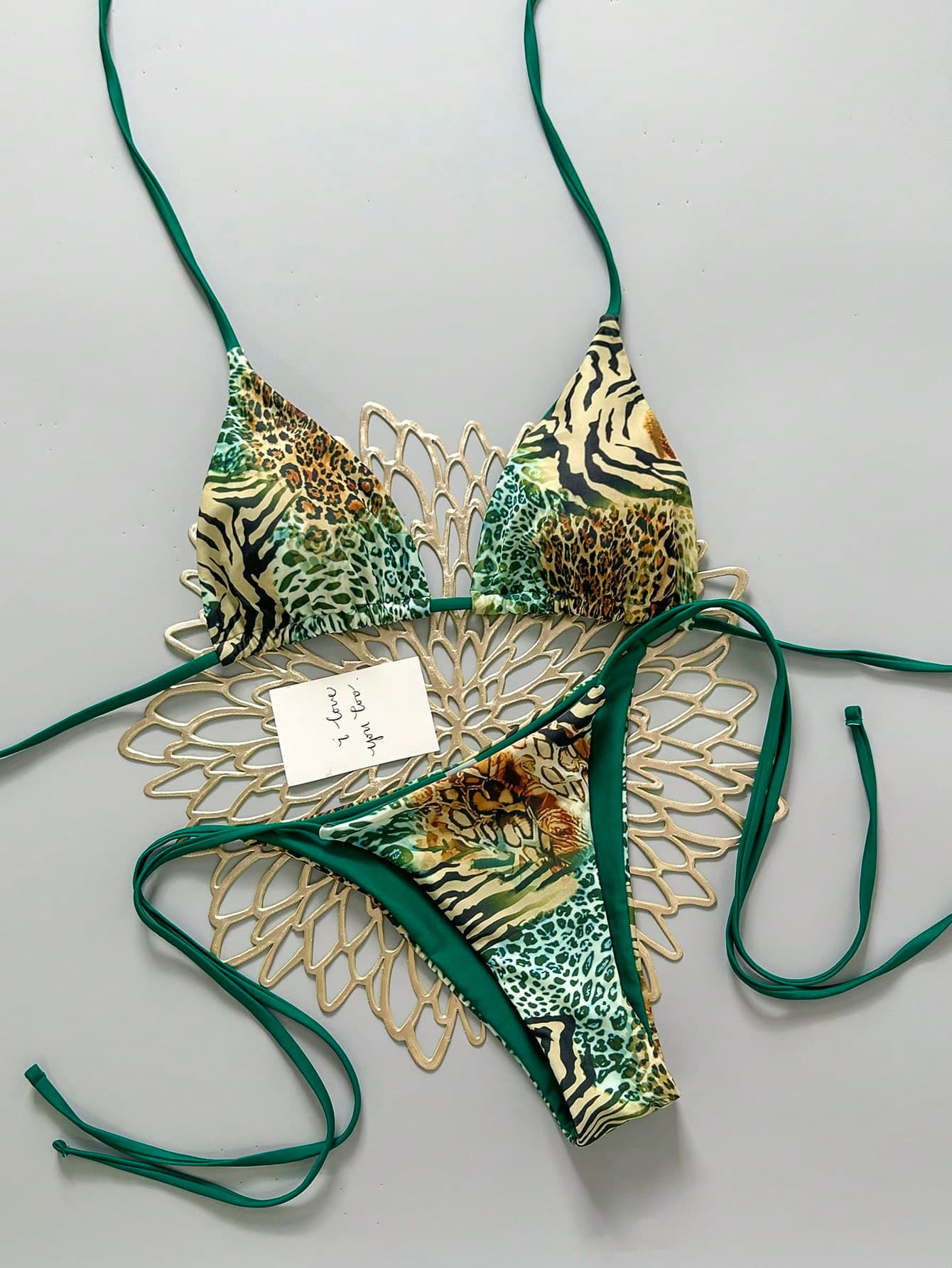 2025 Sexy Vintage Leopard Print Pattern Bikini 2 Pieces Set For Women Vacation Beach Summer