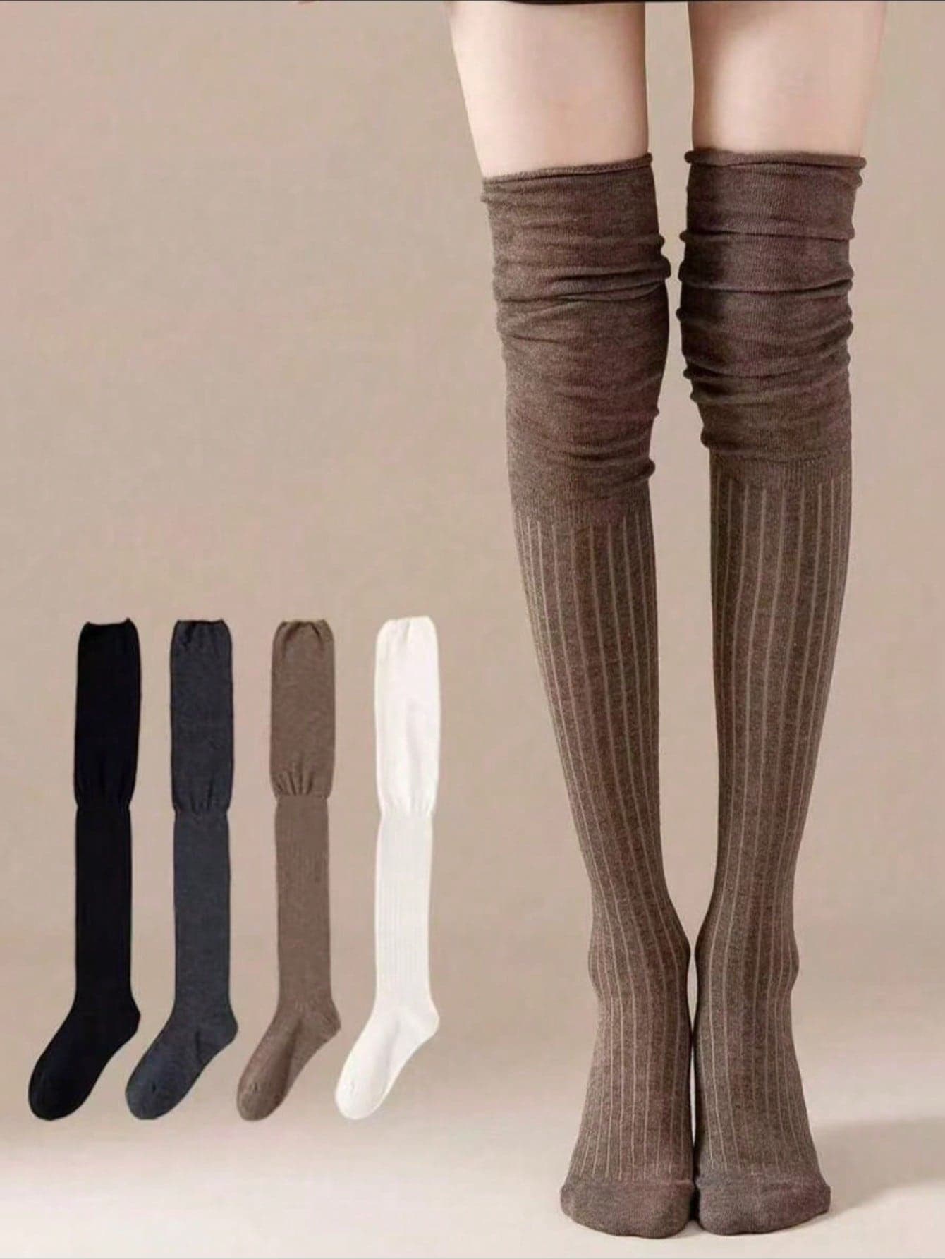 Women's Vintage Over-The-Knee Thigh High Socks, Suitable For Knee-High Boots/Shoes, Create A Relaxed Vibe, Essential For Outings In Autumn/Winter