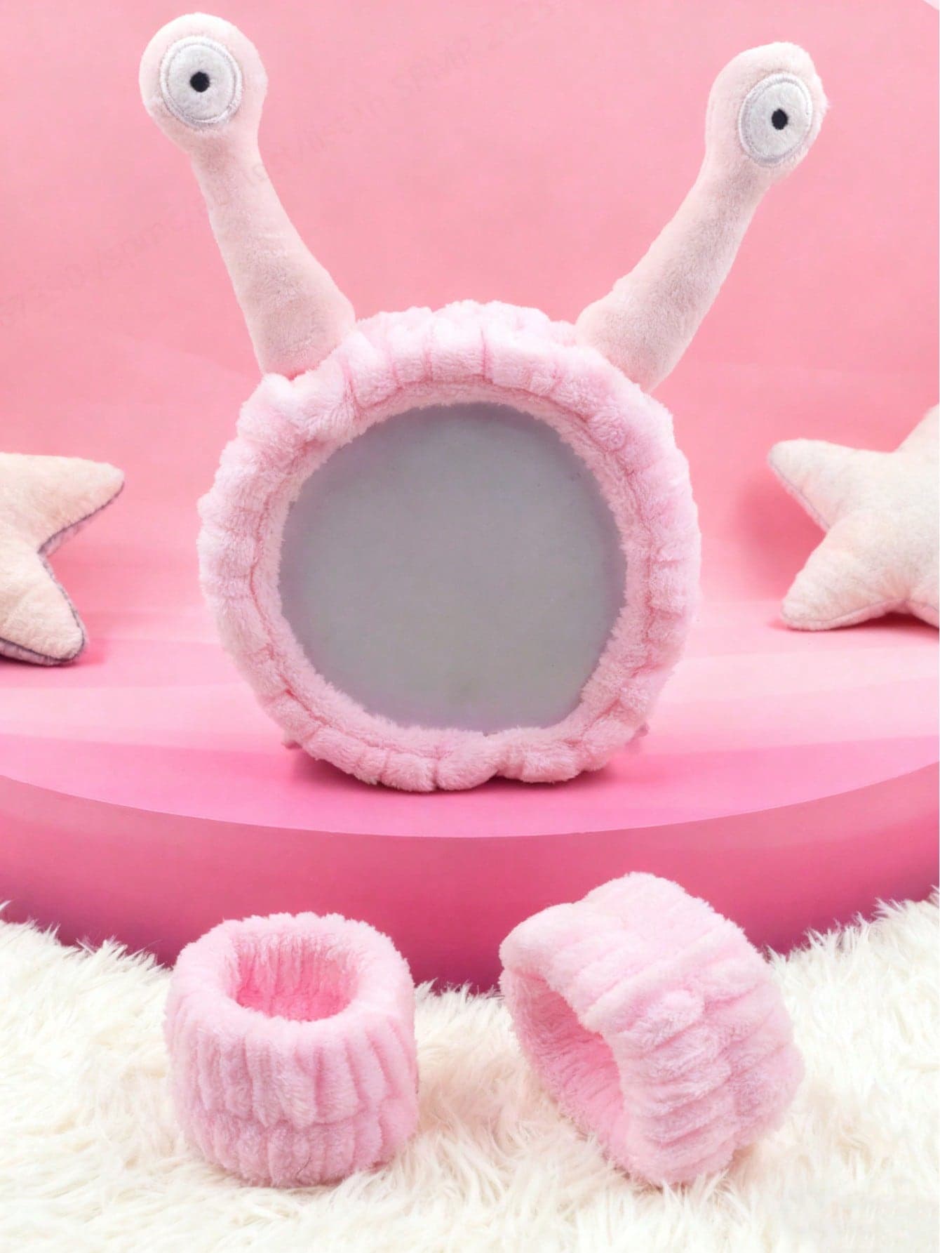 3Pcs Spa Headband And Wristbands Set, Funny Snail Eyes Makeup Headband, Bandeau, Soft Plush Face Washing Hair Band, Skincare Headband, Wrist Wash Band, Bandeau Hair Holder, Coral Fleece Wrist Cuffs, Bandeau, Halloween Costume Accessory, Christmas Gifts For Women Hair 