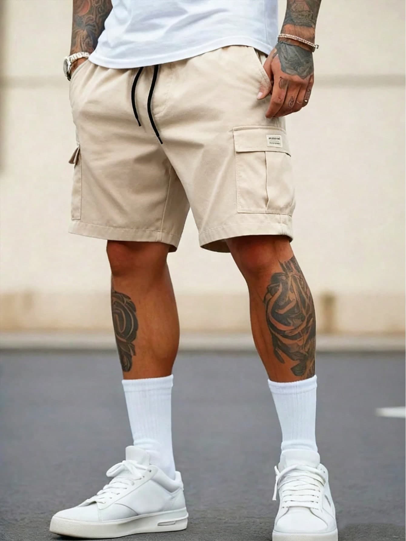Men's Summer Casual Street Solid Color Multi-Pocket Cargo Shorts