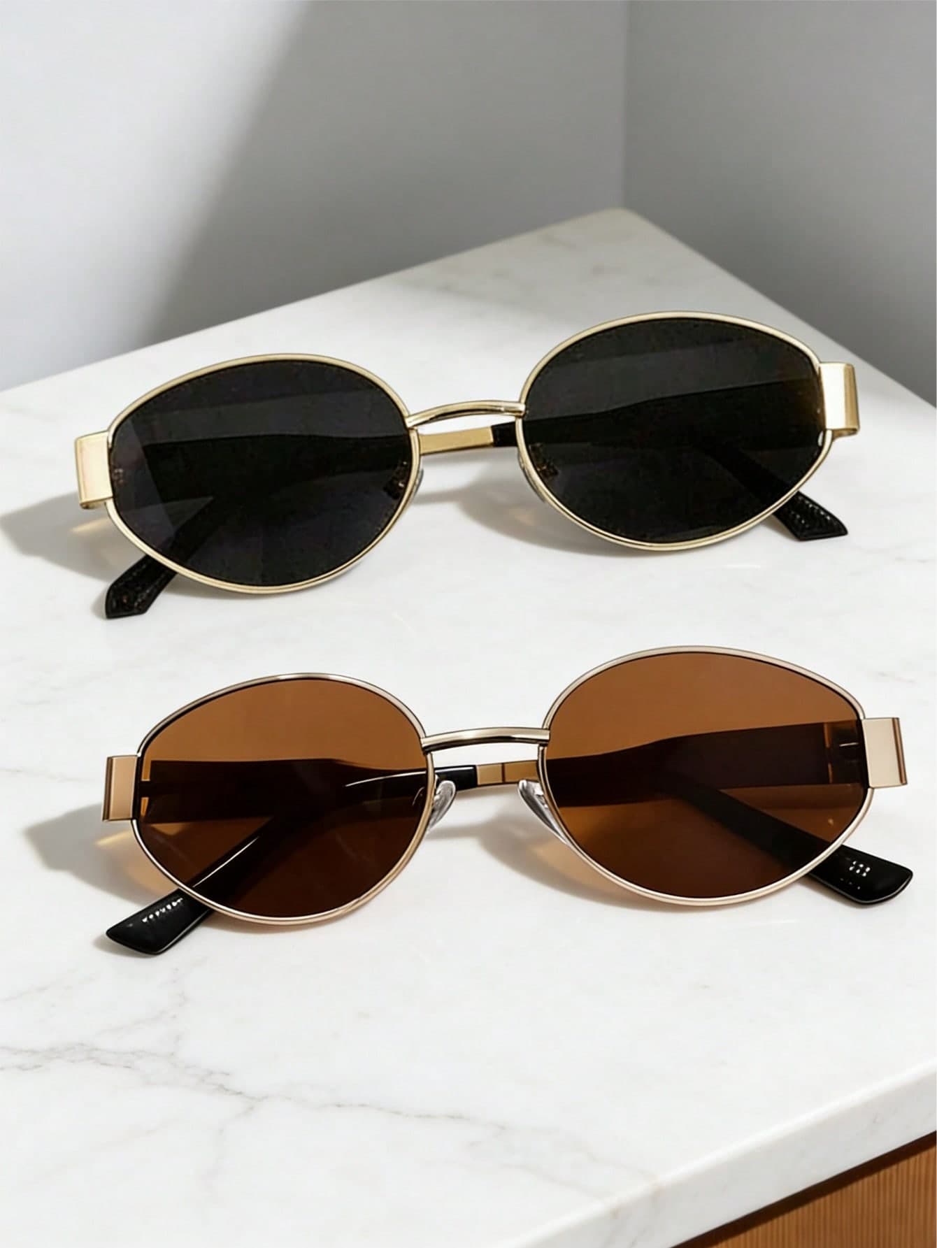 1/2 Pair Women's Metal Frame Oval Fashionable Eyeglasses, Suitable For Daily Wear, Outdoor, Beach And Street Style