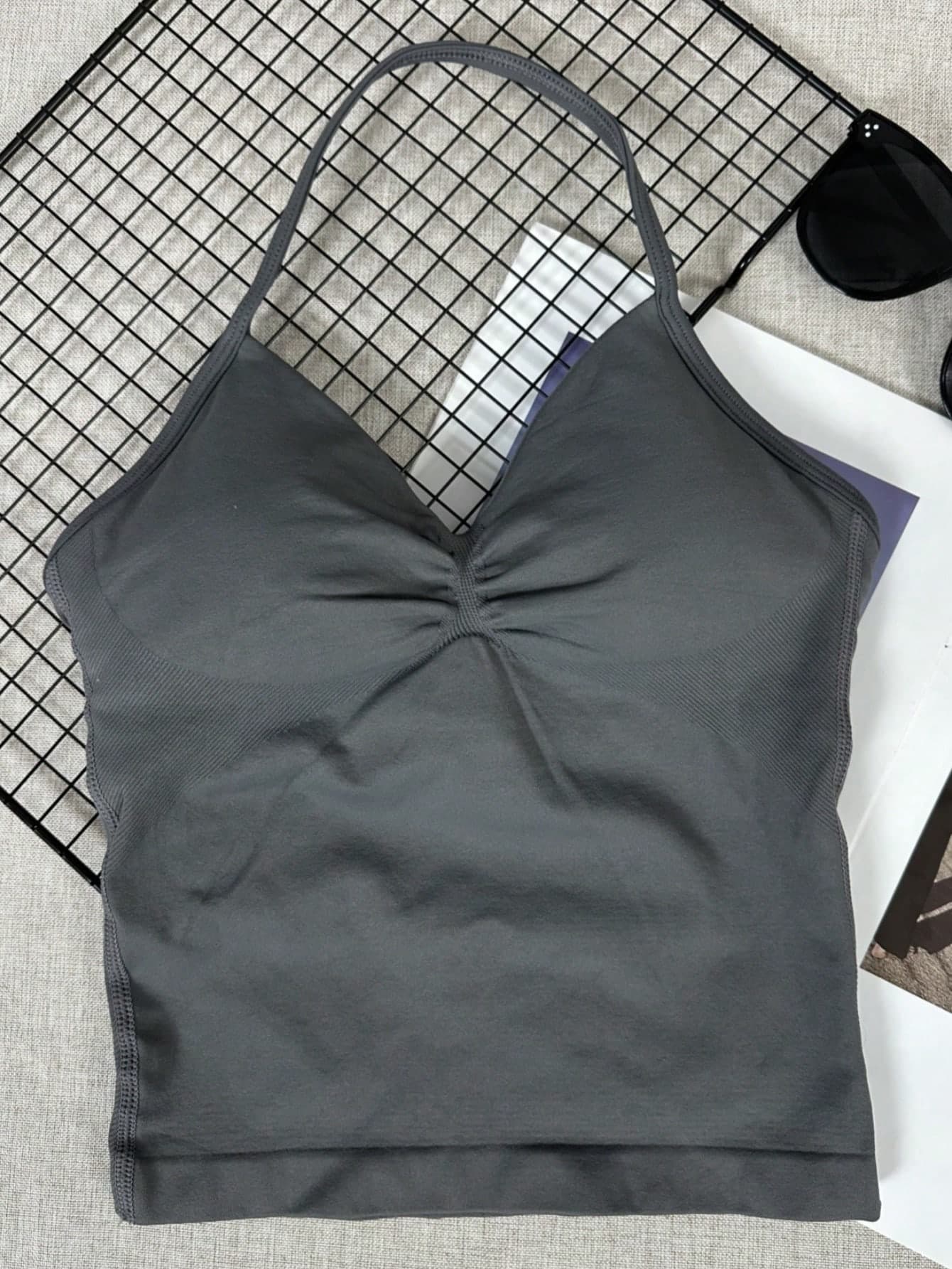 Women's Yoga Sports Bra Sleeveless Cropped Activewear Top, Elastic Fitness Workout Breathable Shirt Summer