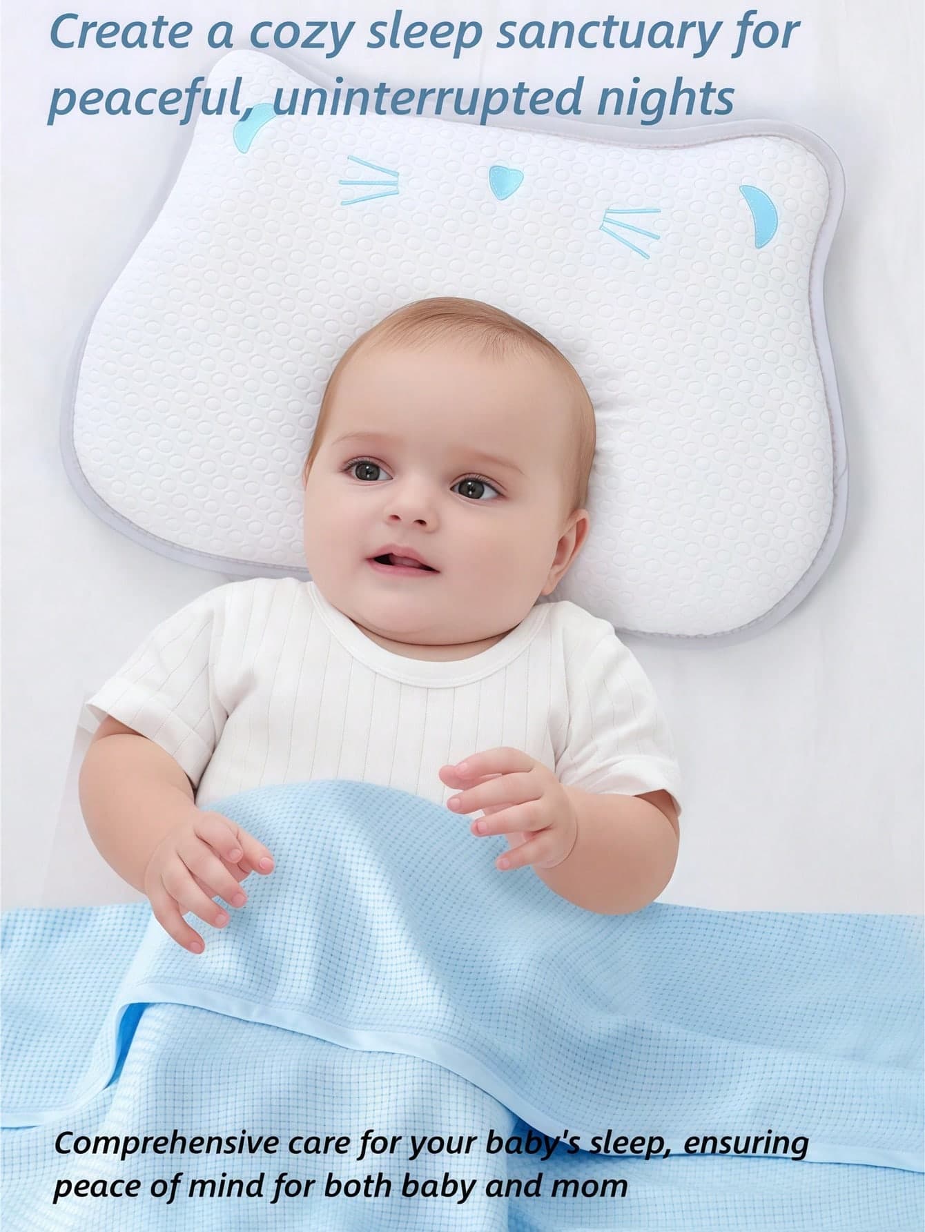 1pc Double-Sided Baby Cloud Pillow, Breathable & Sweat-Absorbent, 0-1 Year Old Newborn Pillow, Anti-Spit Up, Gauze Pillow Cover