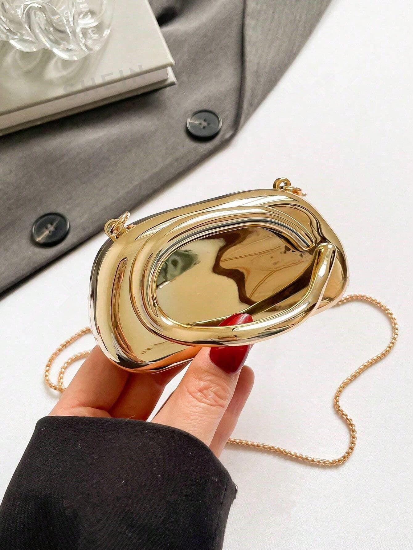 Mini Fashionable Versatile Solid Color New Chain Shoulder Bag, Casual Minimalist Asymmetrical Small Handbag For Women, Suitable For Clutch, Cosmetic, Earphone, Gift Box , Valentines Gifts, Wedding, Party Bags, Graduation