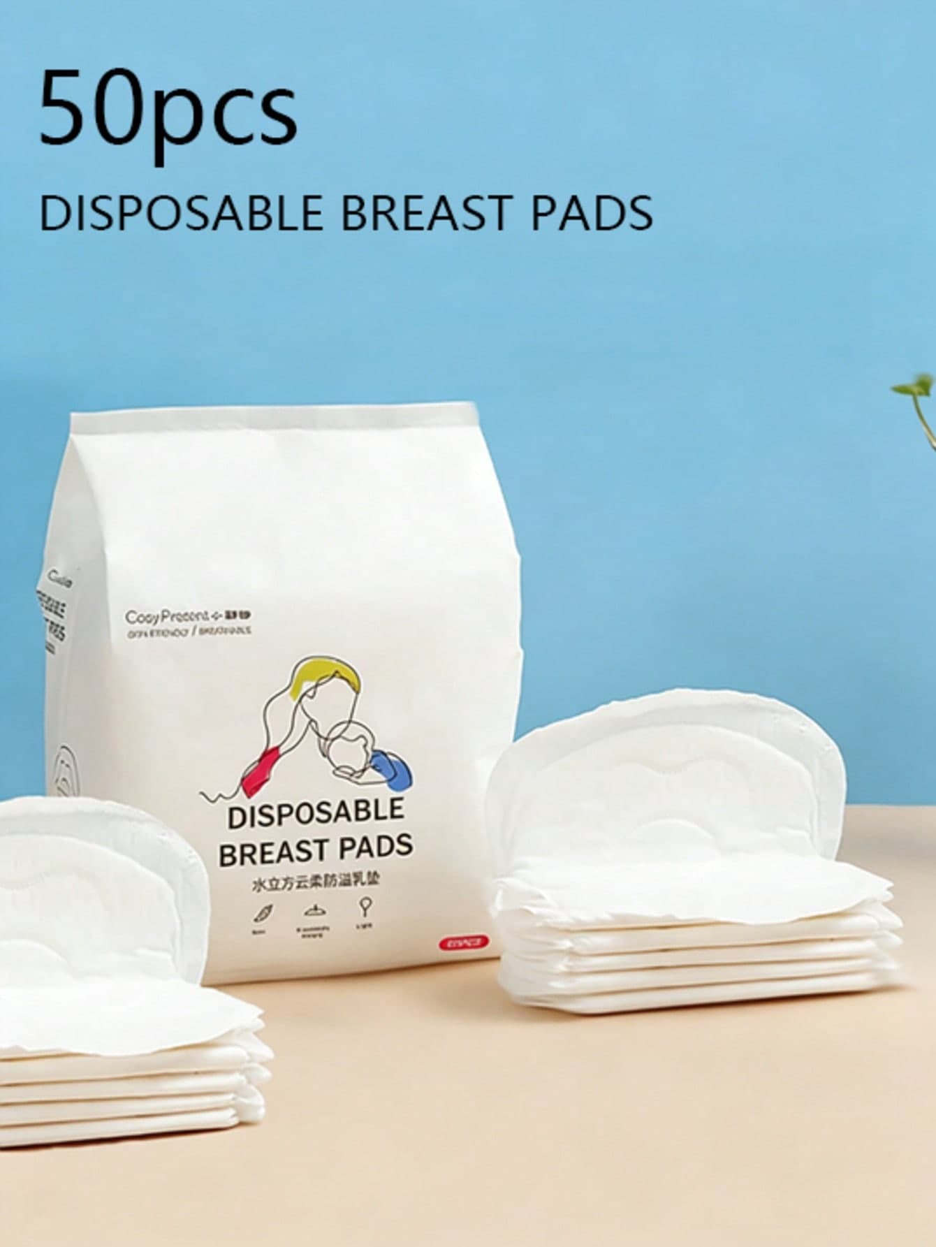 50pcs/Pack Postpartum Nursing Pads, Ultra-Thin & Breathable, Suitable For Breastfeeding Mothers