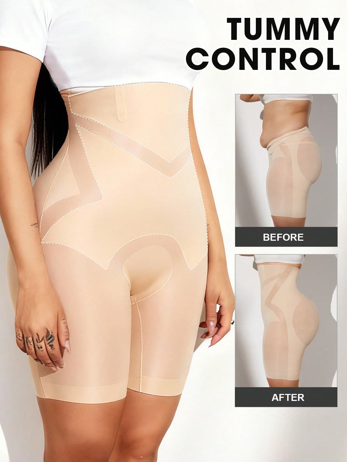1pc Women's High Waist Tummy Control Seamless Butt Lifting Shaping Panties, Flat Belly Sculpting Slimming Underwear Shorts