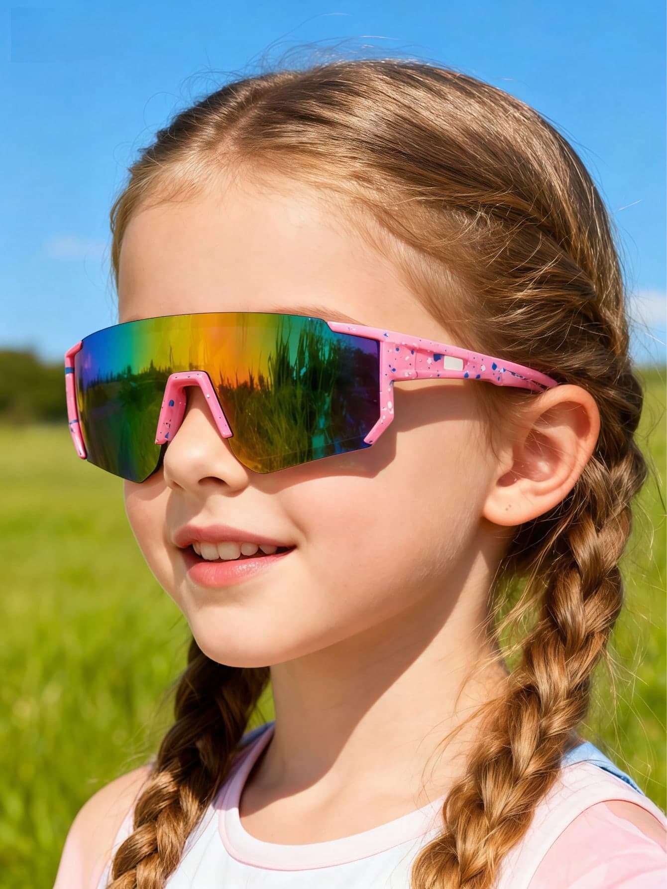 1 Pair Colorful Children's Cycling Glasses, Suitable For 3-10 Years Old Kids, Outdoor Sports Glasses, Large Colorful Frame - The Perfect Gift For Kids
