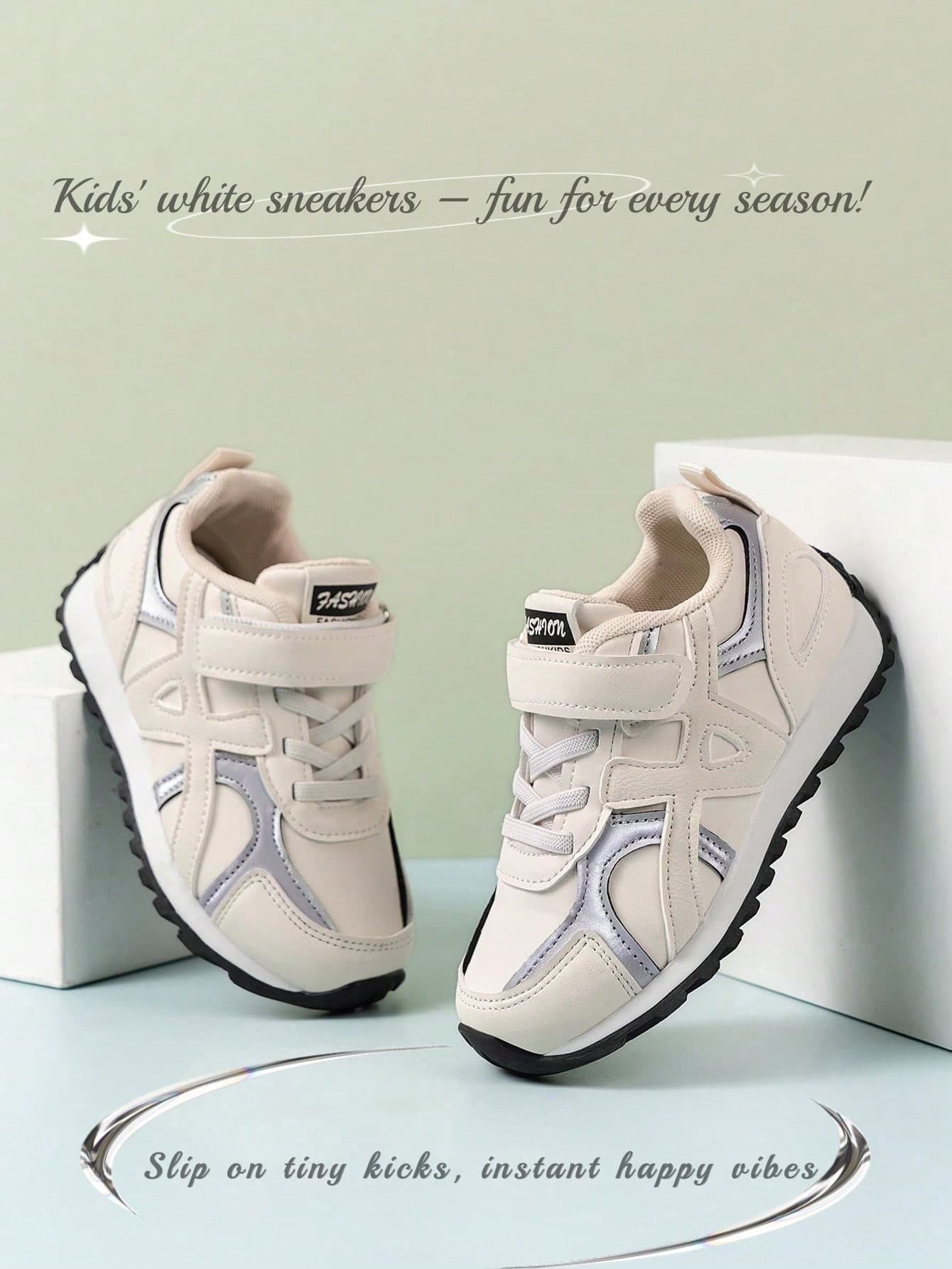 Kids' Fashion Slip-On Hook & Loop Athletic Shoes, Comfortable & Versatile, Suitable For Back To School, All-Season Wear, Perfect For Outdoor Activities