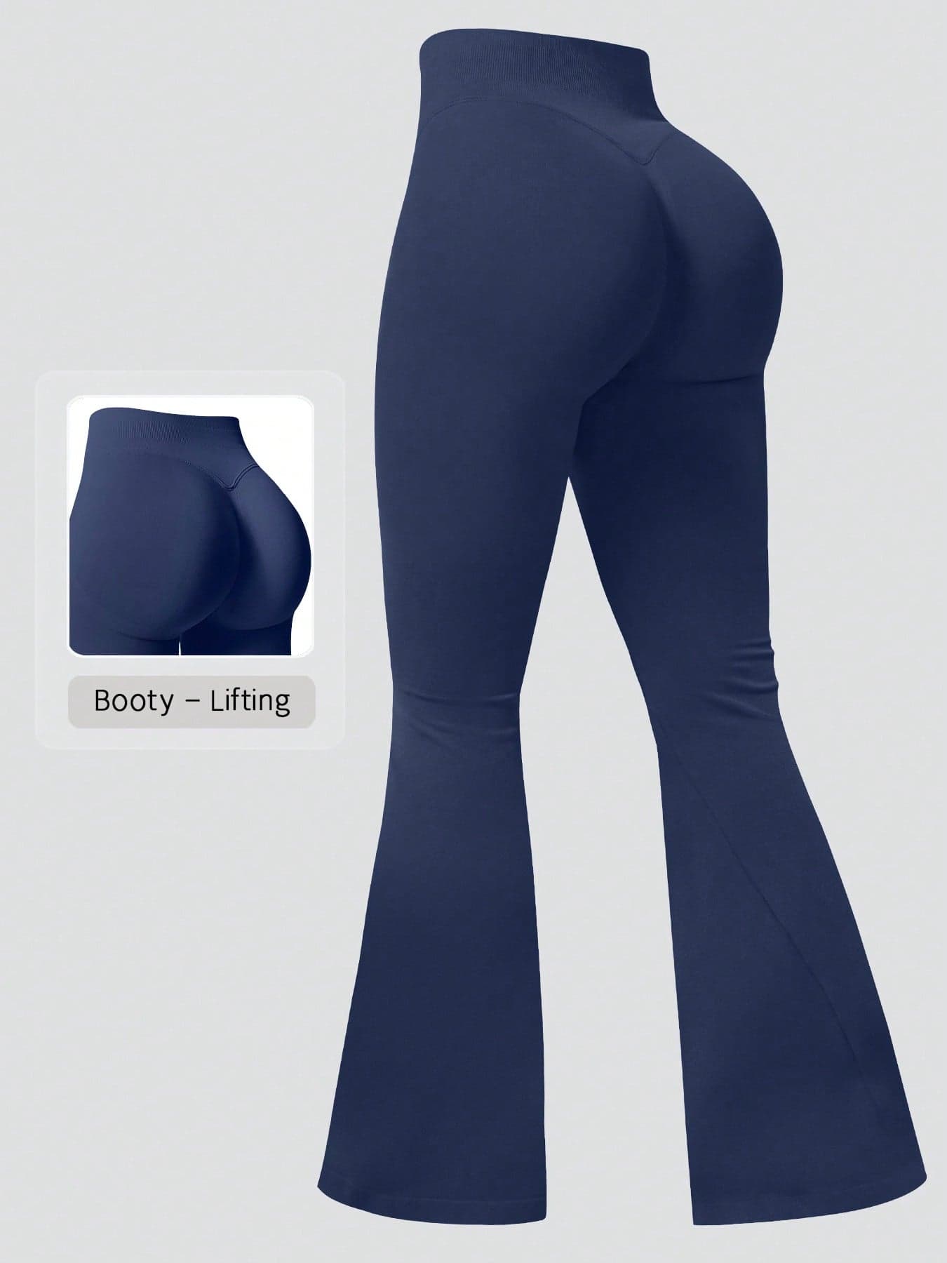 NcmRyu 1pc Women's Solid Color Seamless Minimalist High Waist Elastic Butt Lifting Flared Sports Pants Spring