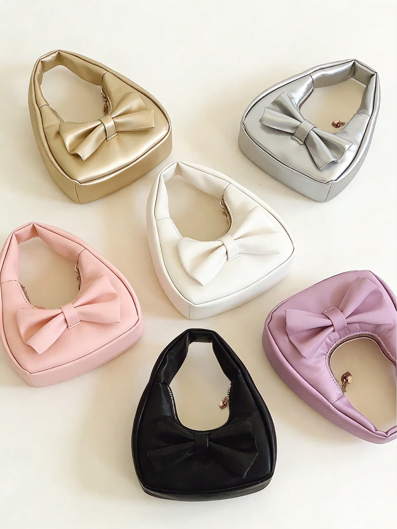 1pc Girl's Bow Decor PU Leather Mini Handbag, Zipper Closure, Casual Cosmetic/Coin Purse, Suitable For All Seasons Daily Use