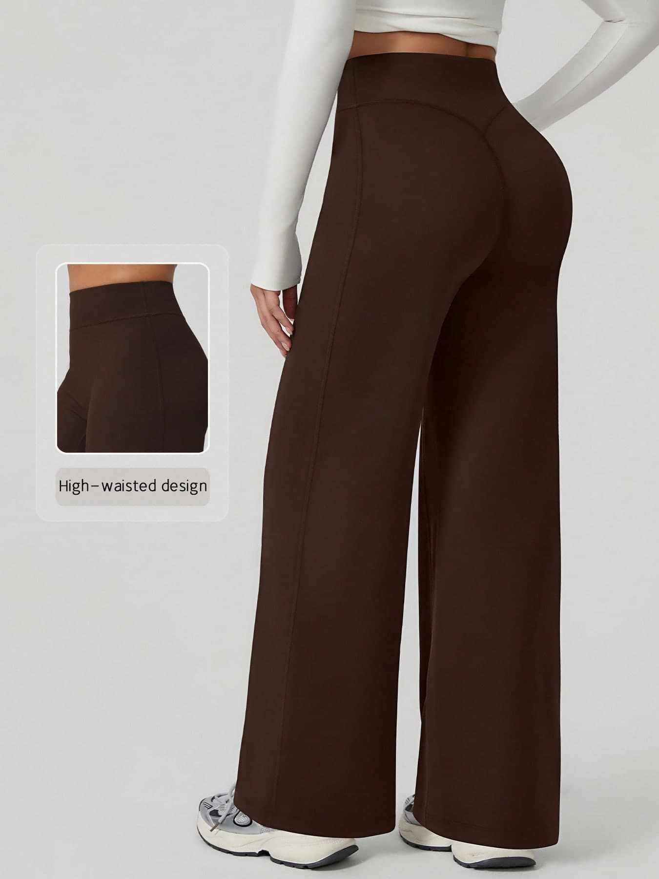 NcmRyu 1Pc Women High Waist Loose Fit Wide Leg Casual Pants Tights Spring Sports
