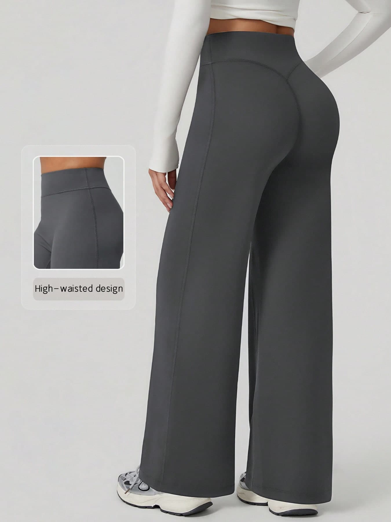 NcmRyu 1Pc Women High Waist Elastic Lifting Loose Flared Leg Sports Pants Tights Spring