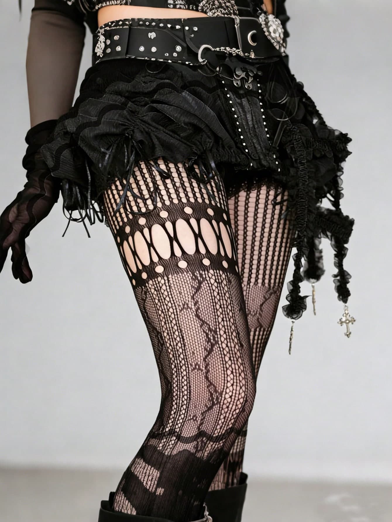 STAR RIVER 1 Pair Fashion Sexy Hollow Out Black Fishnet Tights, Minimalist Sexy Style Pantyhose, Vintage American Distressed Gothic Subculture, Punk Y2K