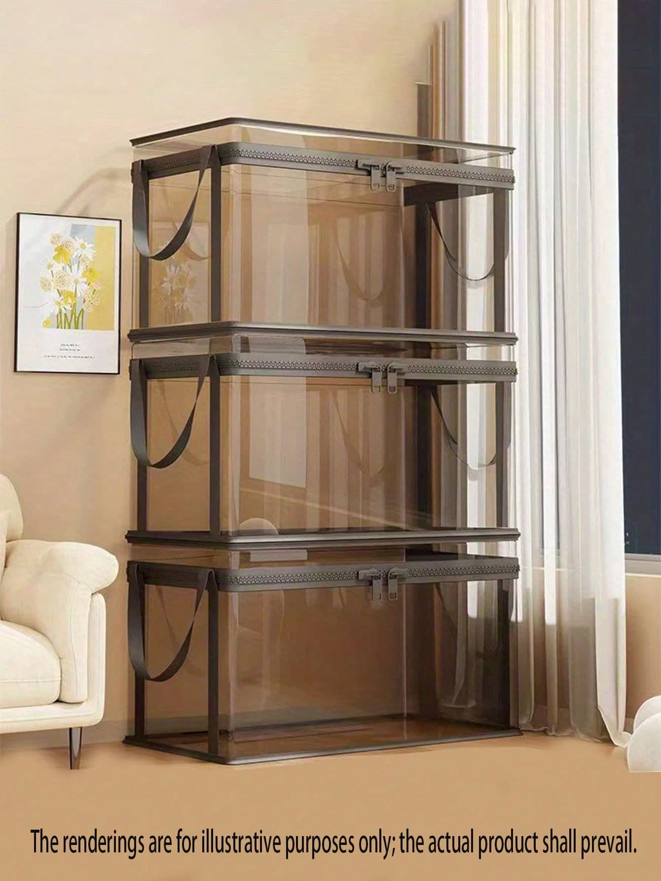 1pc Transparent Plastic Storage Box With Flip-Top Lid - 180° Opening, Large Capacity, Suitable For Books, Clothes, Snacks - Space-Saving, For Office And Home Organization, Clear Design For Easy Viewing, Durable Book Storage Box
