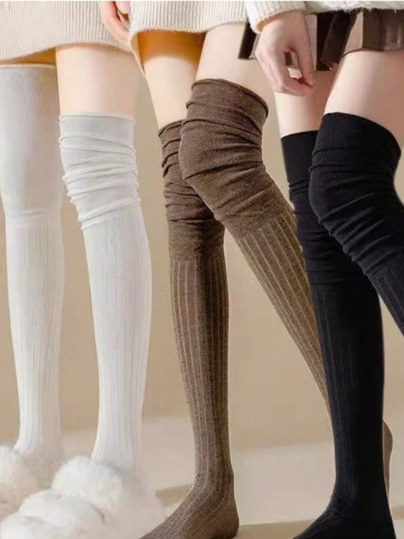 1/3 Pairs Over-The-Knee Bow Accent Socks, Japanese-Style JK Long Knee-High Socks For Spring & Autumn, Slip-Resistant & Non-Tight Maternity Knee-High Socks, Comfortable Cotton Long Socks For Casual Wear In Spring & Summer, Elegant Japanese-Style Camel-Toned Campus Casual Long Socks, Versatile & Slimming For Winter
