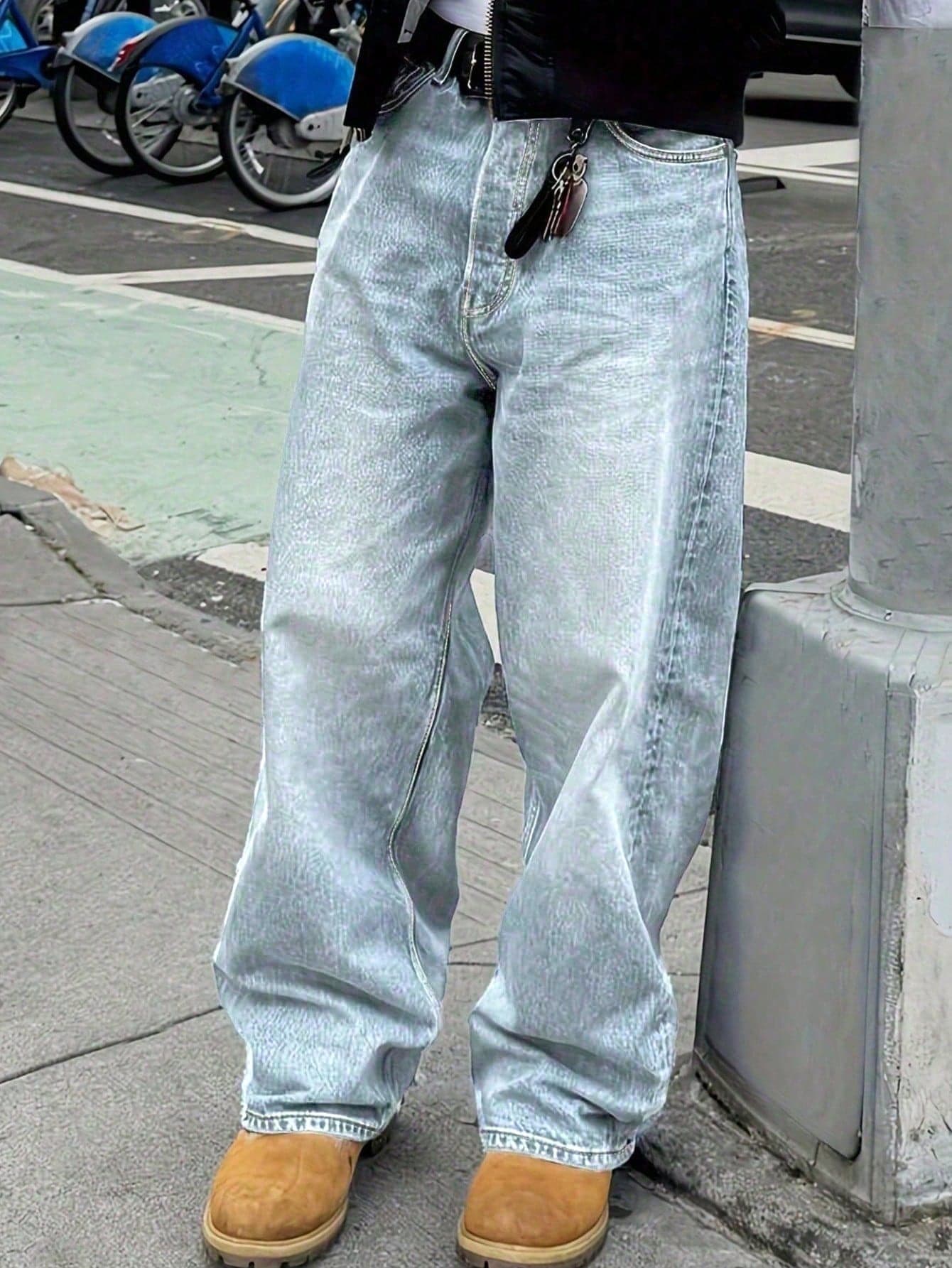 Teen Boy Casual Everyday Distressed Wide Leg Jeans