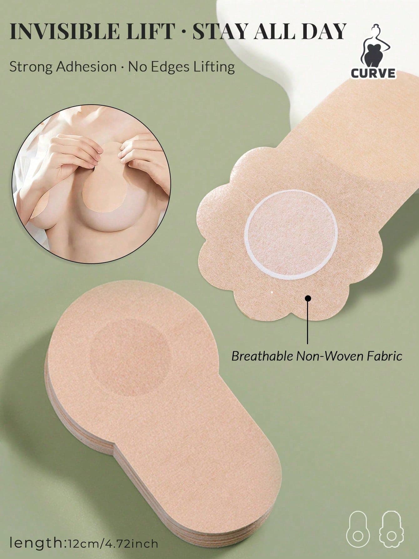 40 Pcs Disposable Breast Lift Pads 10cm | Non-Woven Fabric Summer-Friendly Breast Lifters | Prevents Sagging Fits A/B/C Cup Sizes