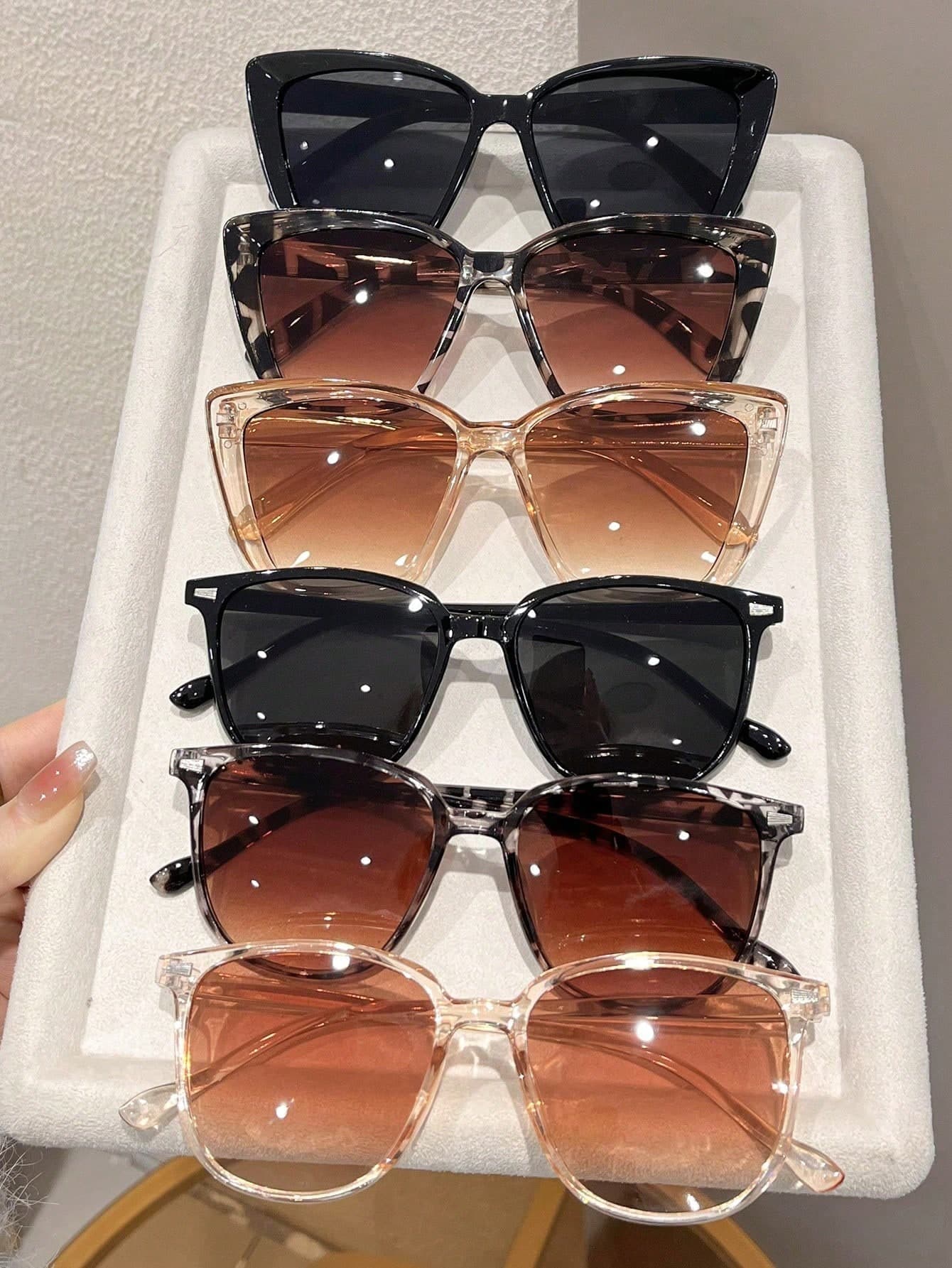 6pcs Plastic Geometric Oversized Full Frame Leopard Print Classic Retro Timeless Women's Glasses Set, Suitable For Dance Parties, Outdoor Travel, Halloween Street Photography, Music Festivals, Carnivals, Creative Fashion Accessories