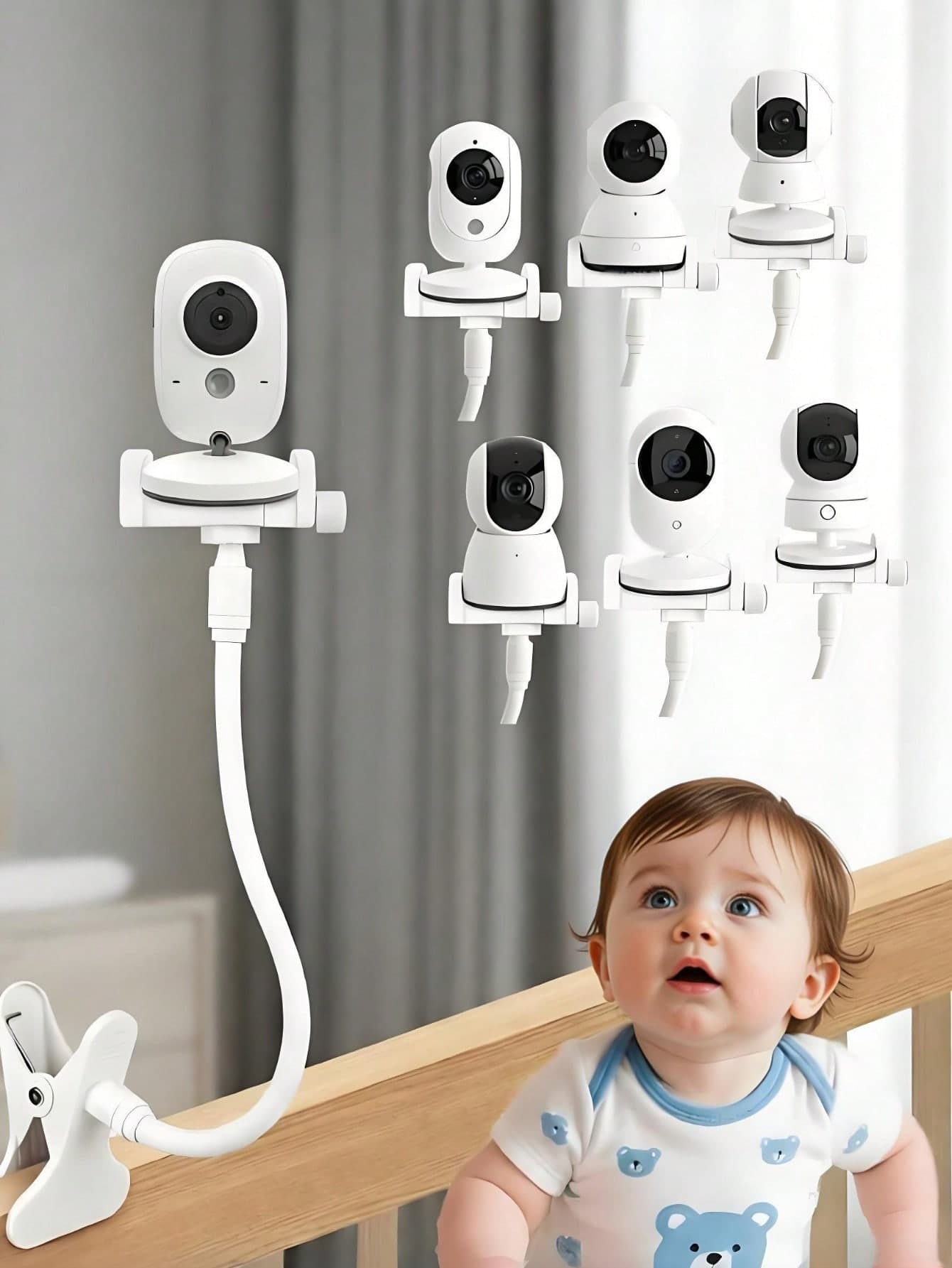 New 360° Flexible Spiral Base Phone Holder (21cm/41cm), With Camera Bracket, Universal Bedside Stand, Suitable For Smartphones, Home Security Cameras And Baby Monitors (Please Watch The Video For Instructions Before Purchasing)