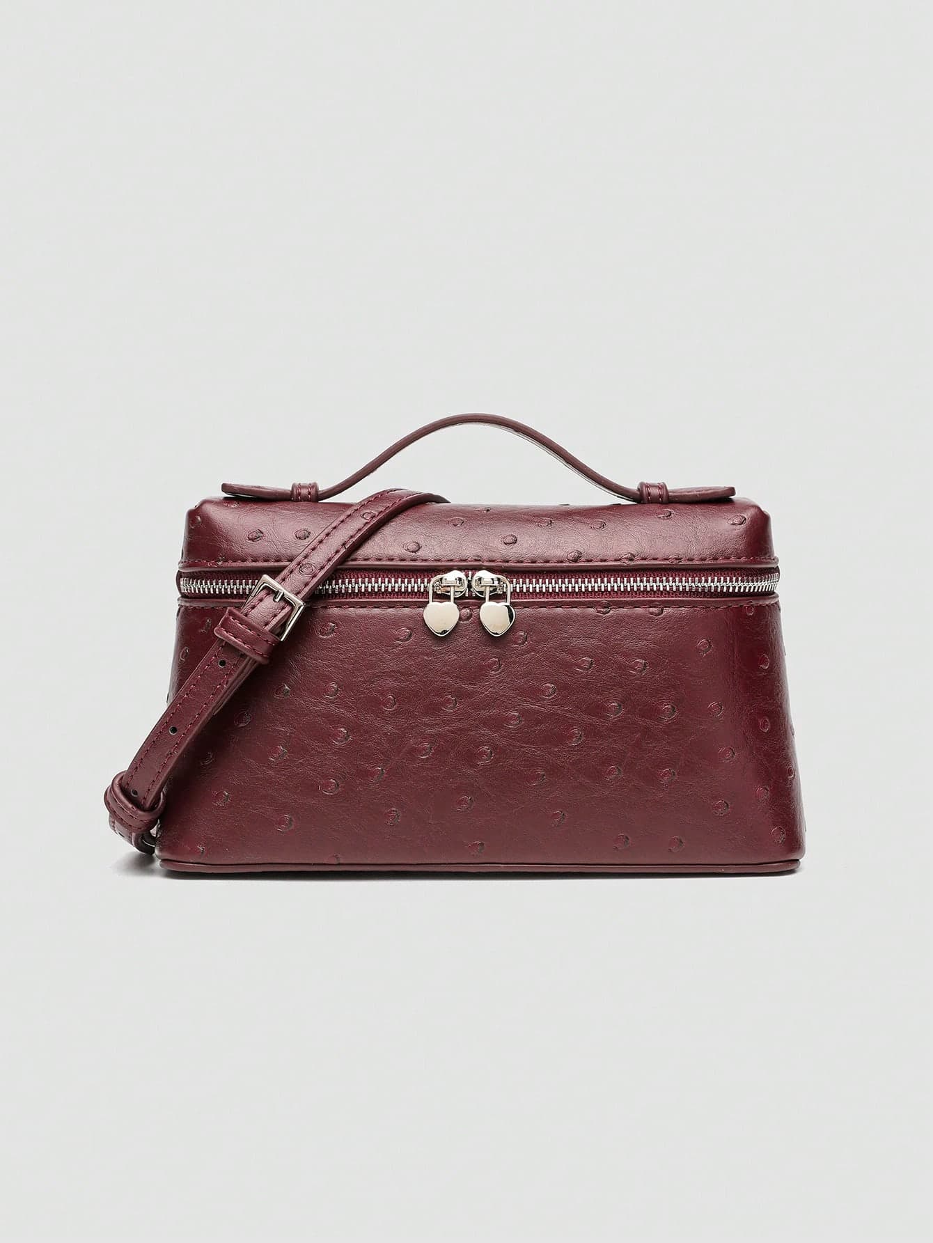 1pc Solid Color Ostrich Texture PU Square Crossbody Bag, Suitable For Women's Daily Fashion Matching And Outings