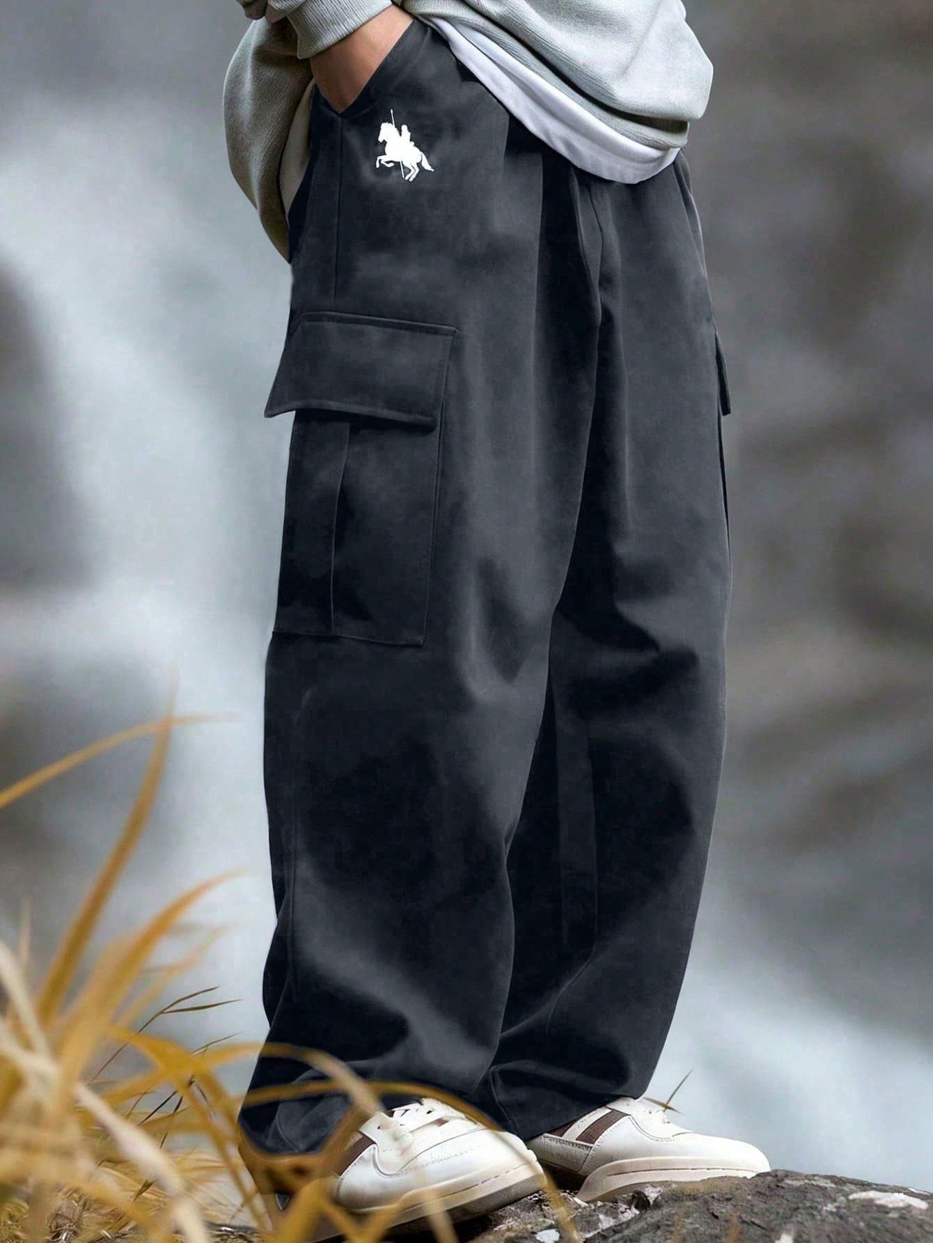 1pc Loose Fit Casual Soft Comfortable Fashion Outdoor Commuting Sports Multi-Pocket Cargo Pants For Teen Boys