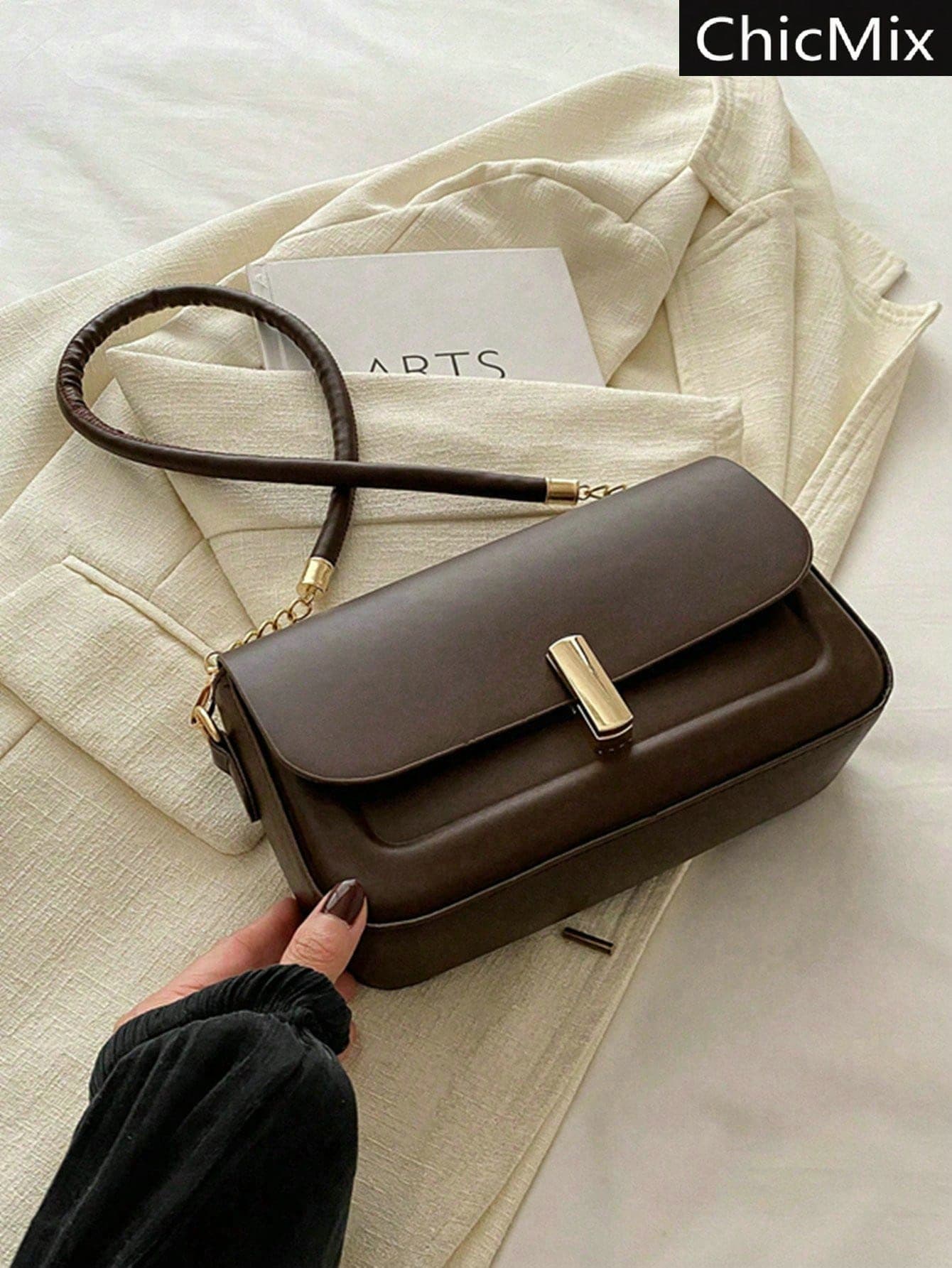 This Fashionable, Casual And Minimalist Underarm Flip-Cover Shoulder Bag Is Suitable For Shopping, Carrying Wallets,