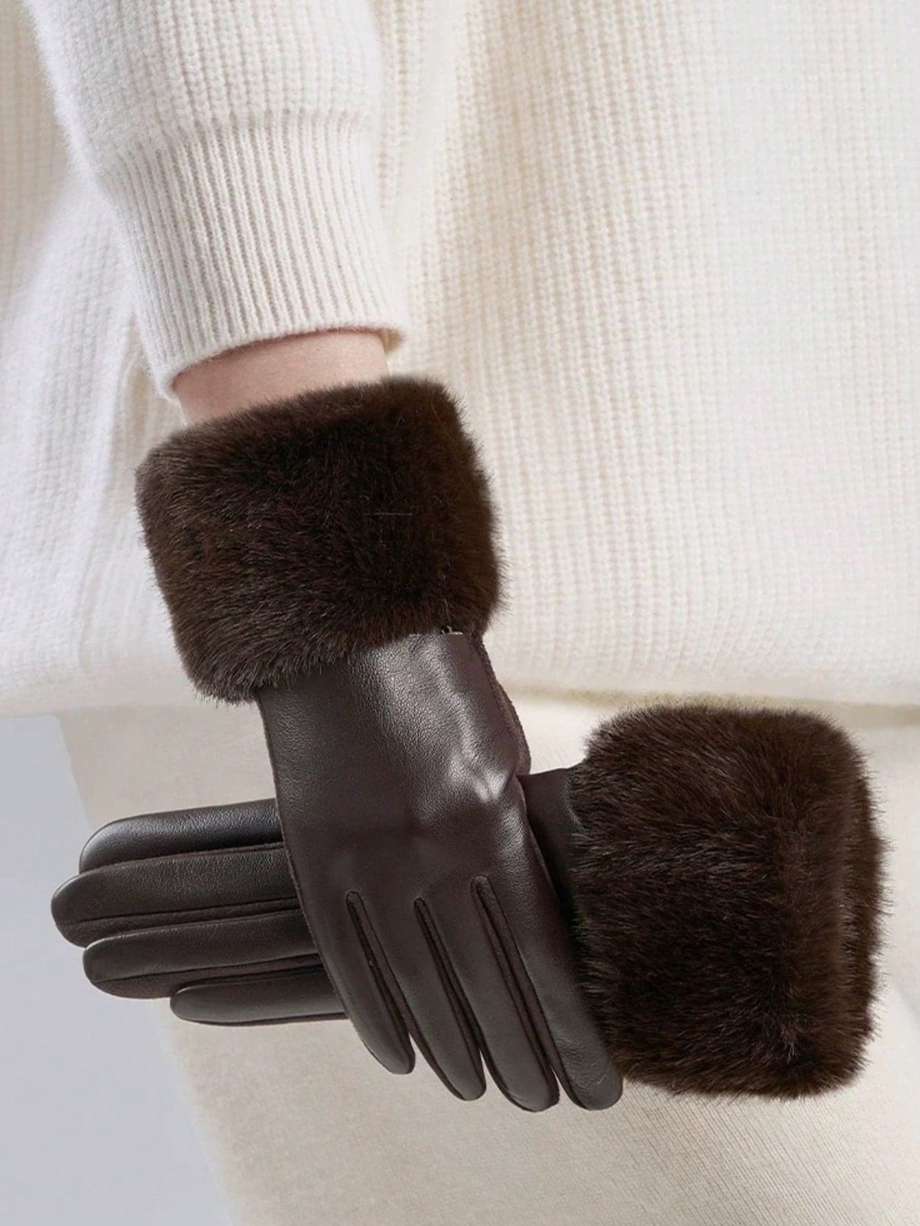 1 Pair Women's New Solid Color Elegant Casual Street Polyester Fingerless Gloves, Autumn/Winter
