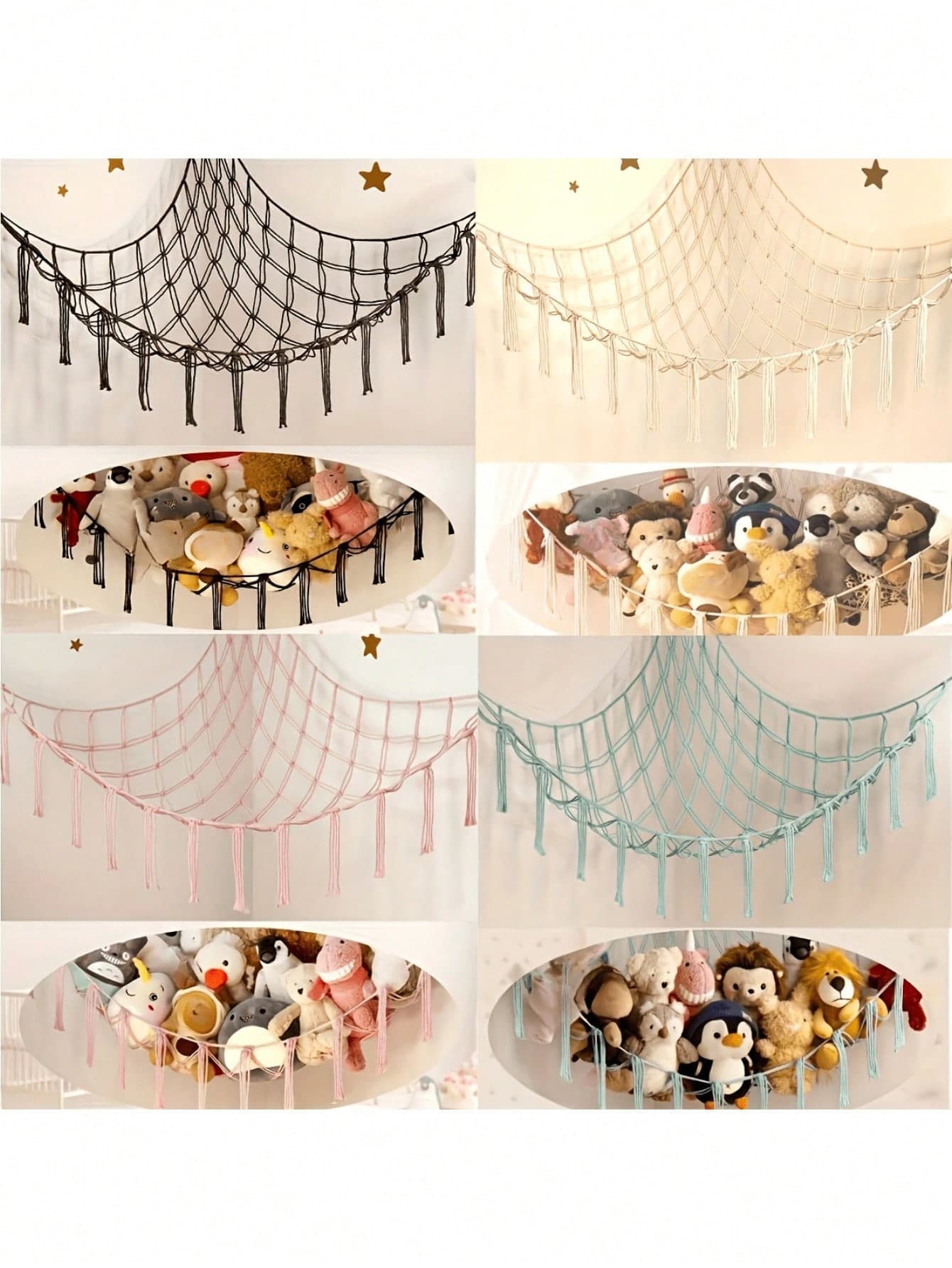 Plush Animal Hanging Bed (Corner) - Plush Animal Hanging Bed Frame - Cute Room Decor Aesthetic, Children/Toddler Nursery Bedroom, Boho Style