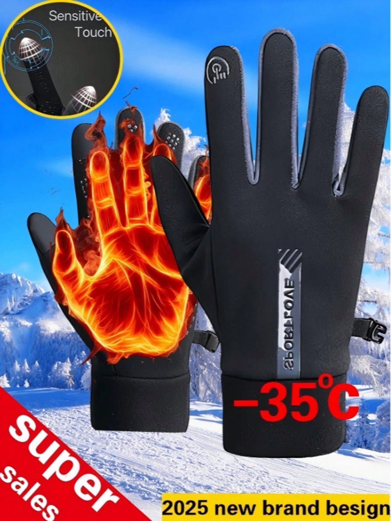 Unisex Men's Warm Gloves, Outdoor Thermal Lined Cold-Proof Work Gloves, Sports Cycling Skiing Touchscreen Anti-Slip Heat-Locking Cold-Proof Gloves