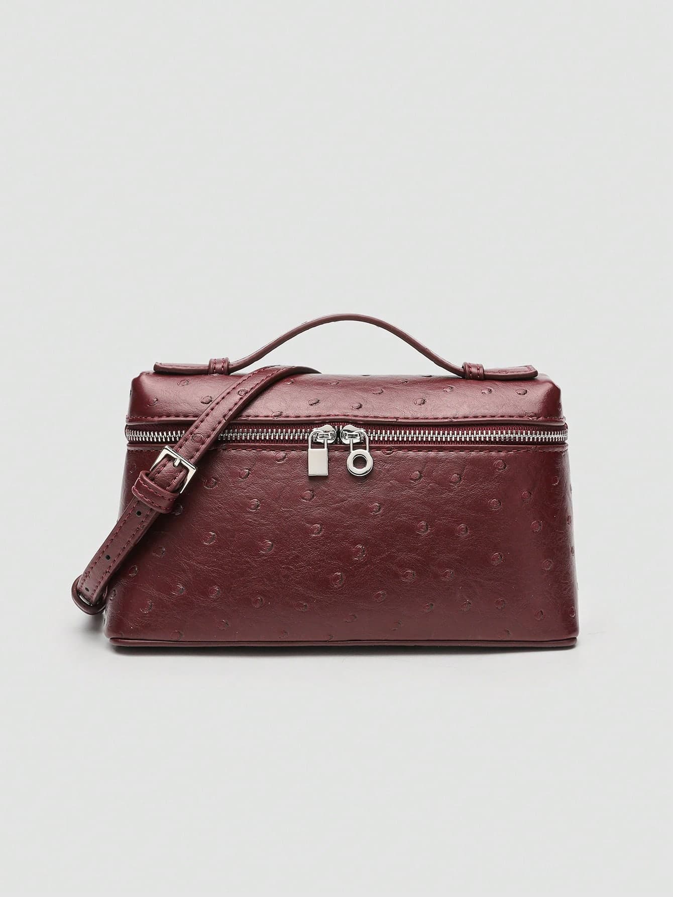 1pc Solid Color Ostrich Embossed PU Square Crossbody Bag, Suitable For Women's Daily Fashion Matching, Outings, Shopping, Parties, Elegant Women's Handbag, Women's Commuter Bag, Ideal Choice For Valentine's Day, Comfortable And Fashionable, Stylish Handbag, Personalized Gift Choice, 2025 Accessory, Fashionable Style Suitable For All Occasions, Affordable Luxury Feel, Rebellious Party Bag, Ideal For Parties, Weddings, Galas, Dinners/Banquets, Elegant Women's Bag