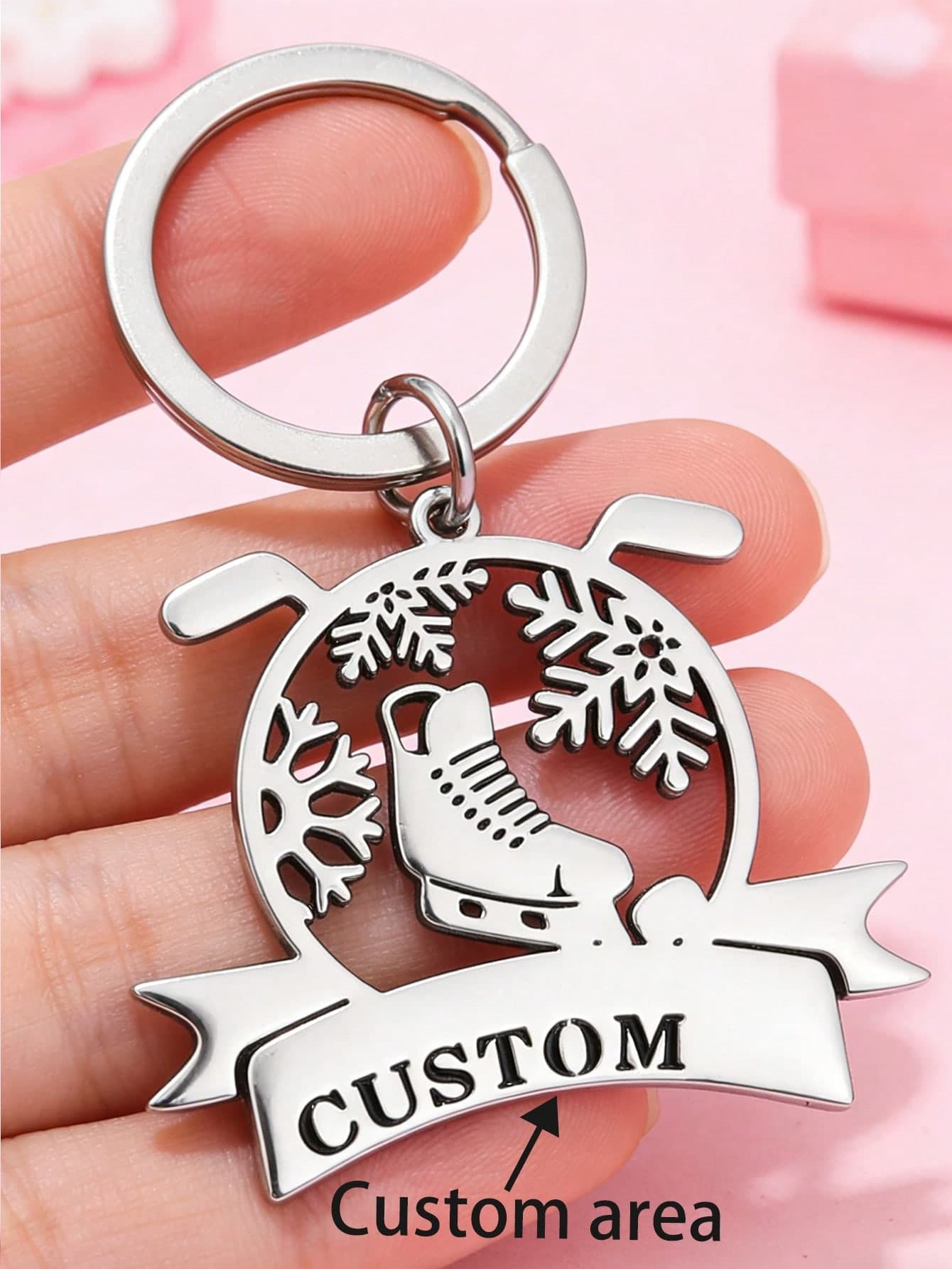 Customized Keychain Without Chain - Personalized With Name/Text & Ice Skating Shoe Design - Elegant Gift For Figure Skating, Ice Hockey Enthusiasts - Birthday/Anniversary/Competition - Durable Stainless Steel Material - Can Be Engraved With Name, Initial, Information - Suitable For Skating Clubs And Parties - Fashionable And Practical Accessory - Unisex - Keyring - Thoughtful Gift For Ice Skating Lovers