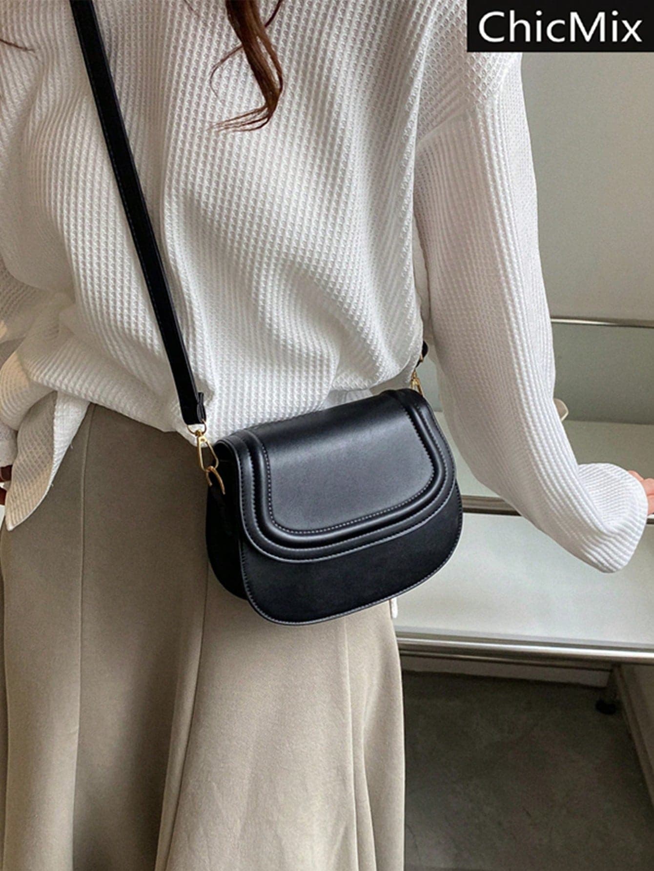 Mini Minimalist Flap Saddle Bag , Small Bags