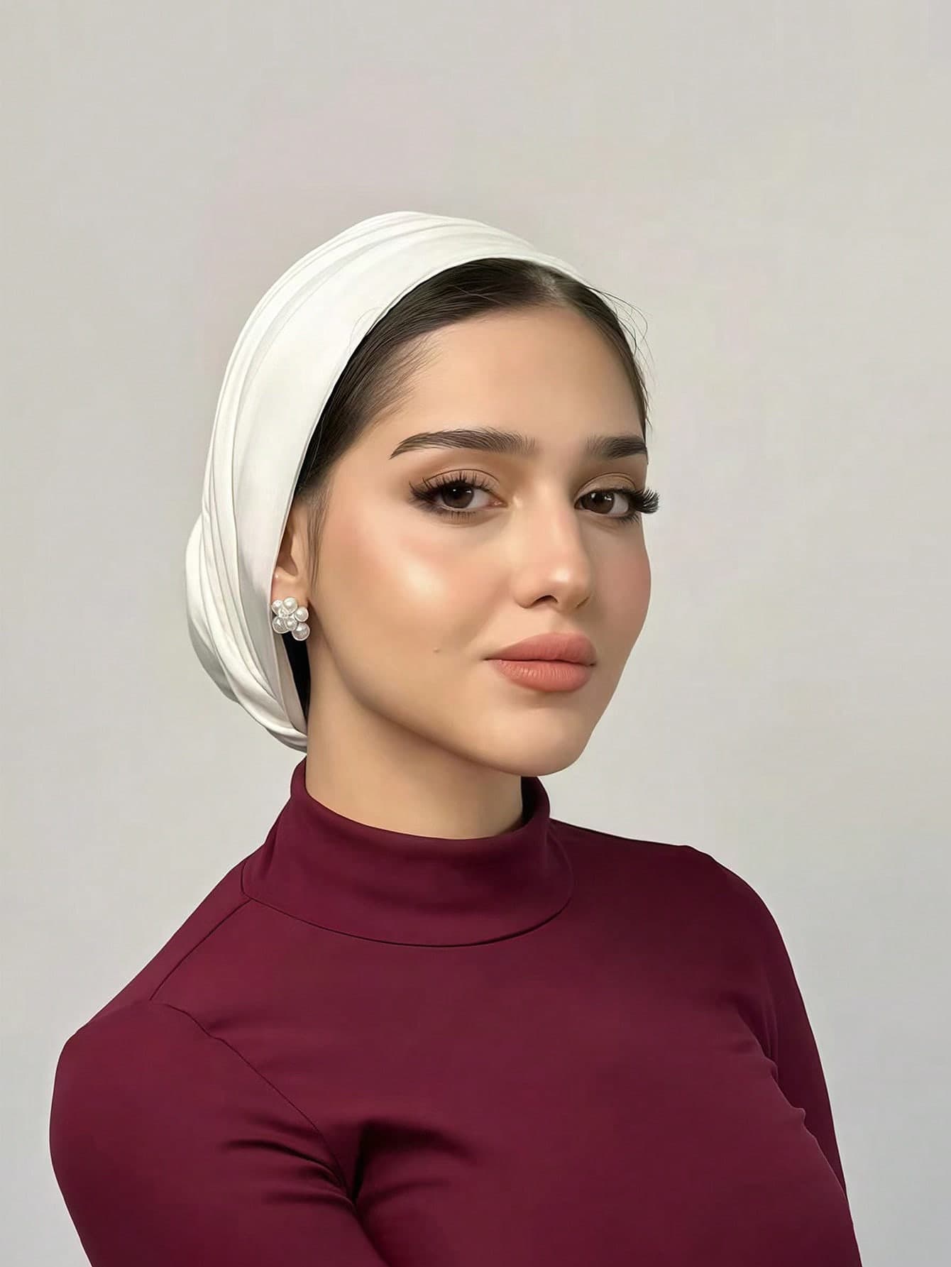 1pc Women's Instant Classic Solid Color Hijab, 3 Different Wearing Methods, Versatile & Practical Elastic Headscarf, Soft Modal Fabric, Comfortable For Daily Wear, Sports, Yoga