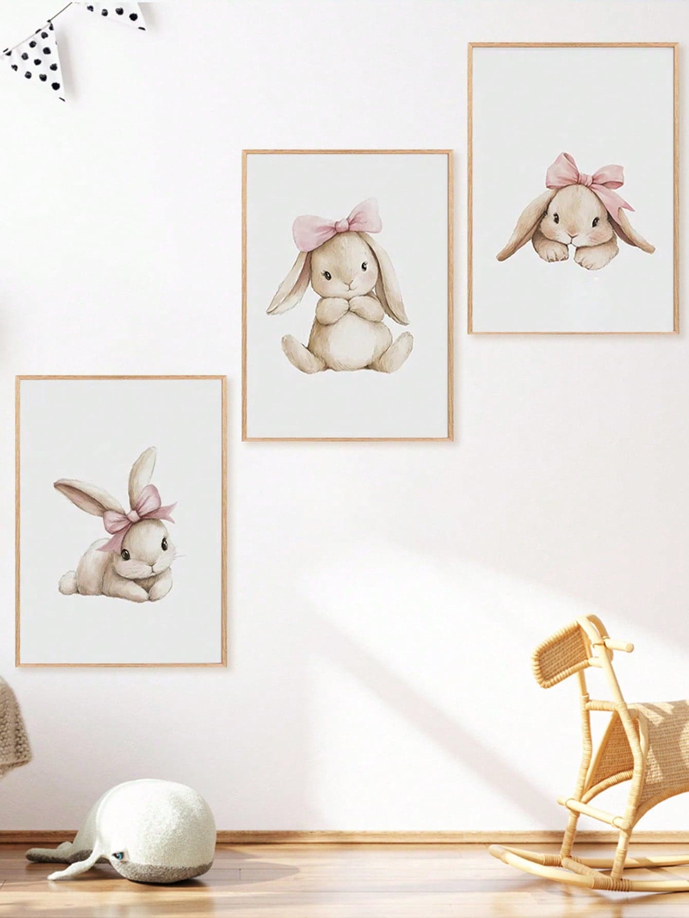 1pc Canvas Wall Art - Baby Rabbit Theme Decor For Children's Room, Forest Rabbit Theme Decor For Baby Girl's Room, Wall Art For Kids Room, Easter Decoration Poster, Spring Art Supplies For Children's Room, Suitable For Kids Room Decor, Game Room Decor, Children's Room Decor, Girls Bedroom Decor, Boys Bedroom Decor, Girls Room Decor