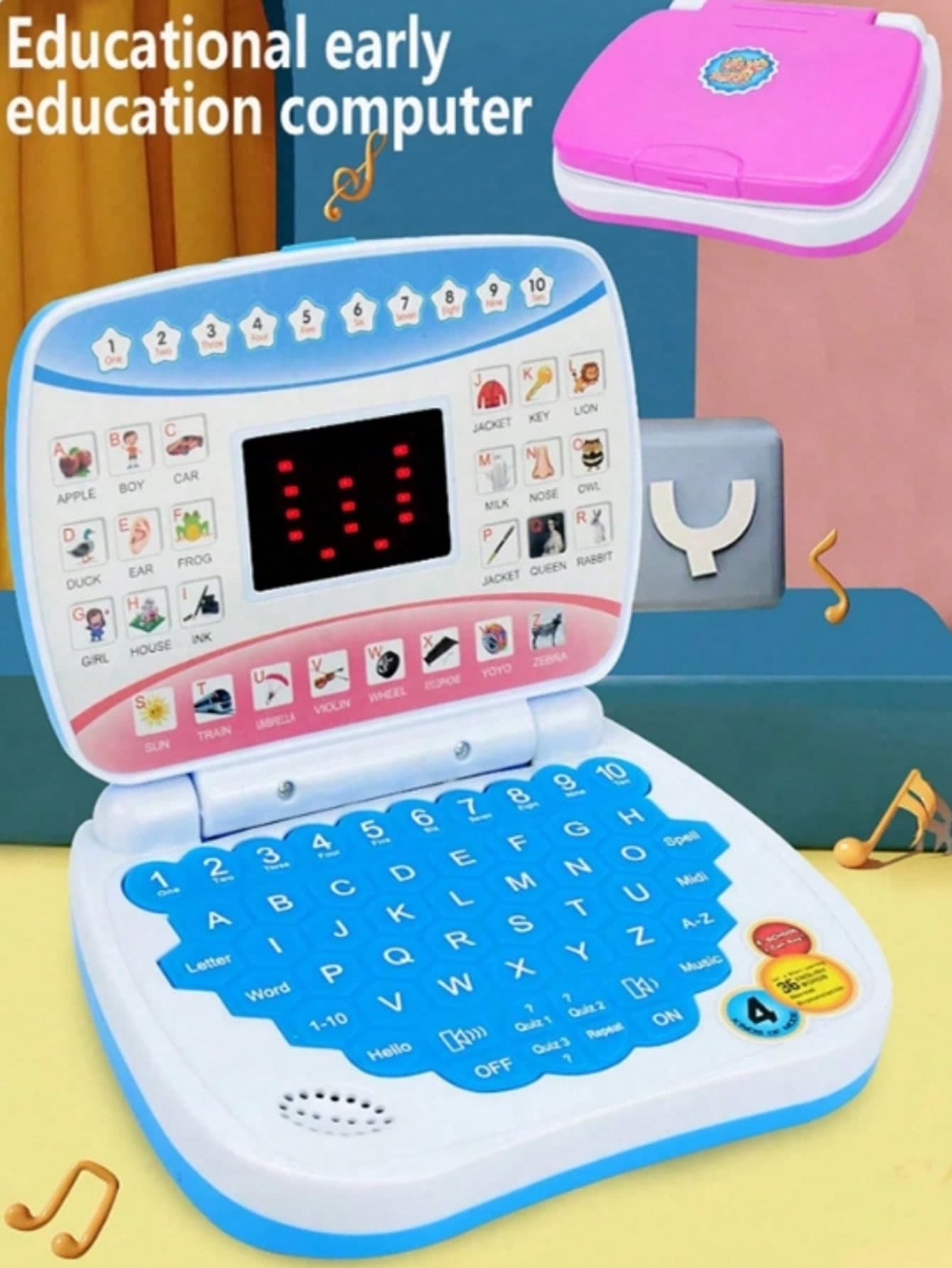 1pc Kids Mini Learning Tablet Computer Educational Simulation Laptop Toy, Interactive Story & Music Machine, Christmas Gift For Boys And Girls