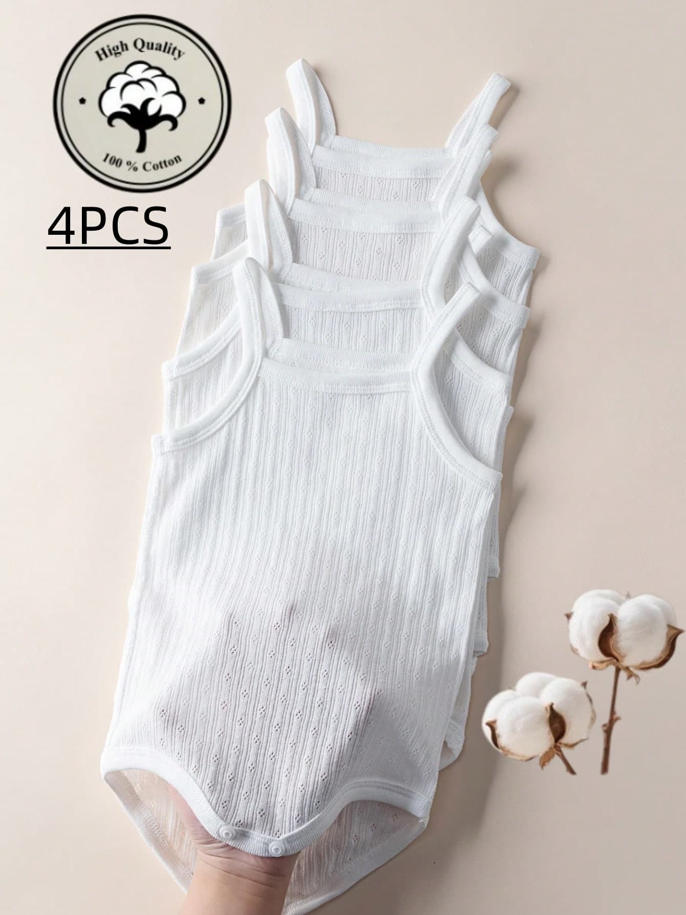 4pcs Baby Girls' Breathable Mesh Romper Camisole