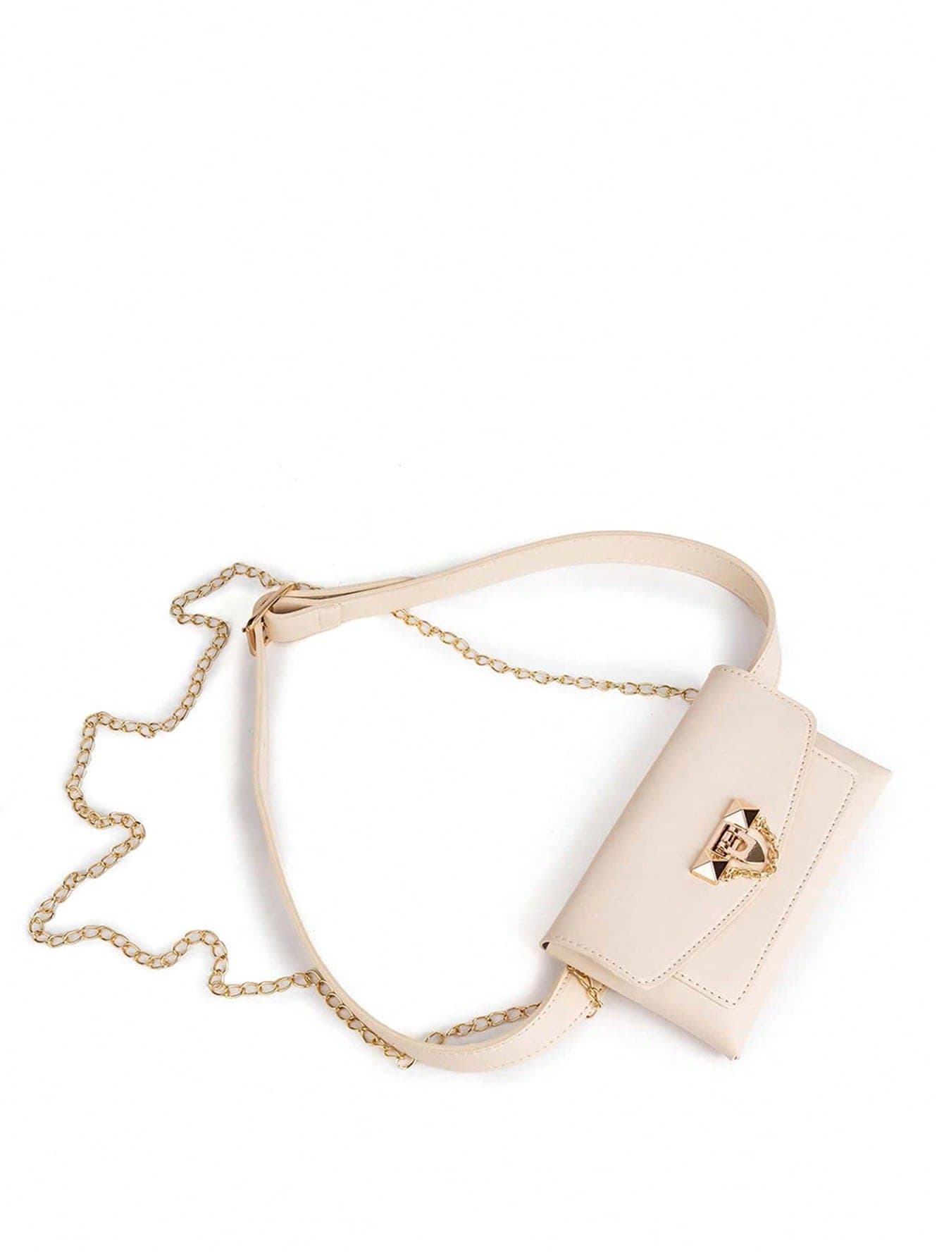 1pc Vintage Fashion Chain Buckle Women's Leather Belt Waist Bag, Daily Commute Wallet Phone Pouch, Niche Design Waist Pack