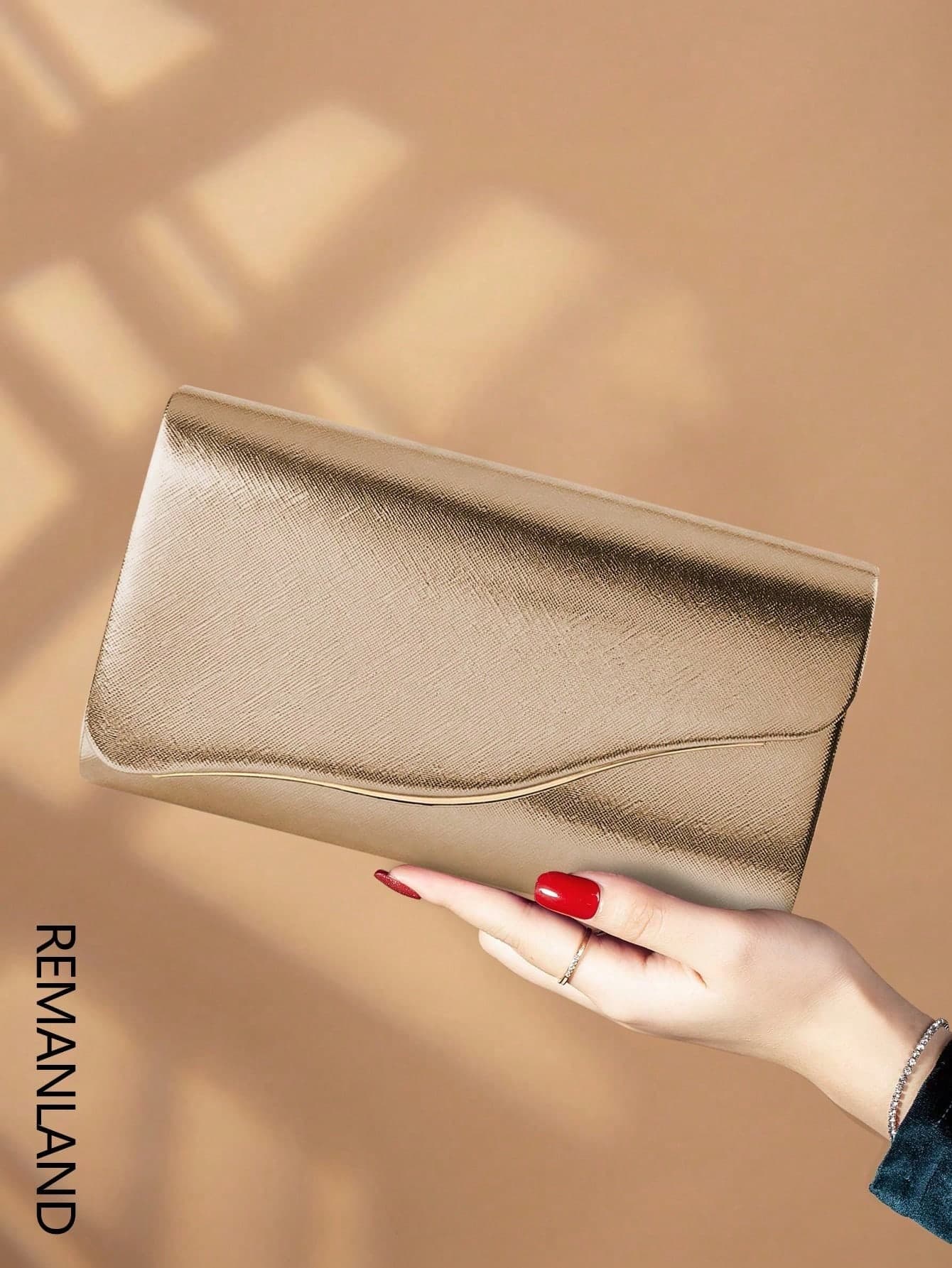 REMANLAND Luxury Solid Color New Women's Clutch Bag, Elegant Fashion Flap Party Evening Bag With Hidden Card Slot Compartment, Perfect Wallet With Detachable Metal Chain Shoulder Strap, Suitable For Parties, Evenings, Gatherings, Weddings And More, Ideal Gift