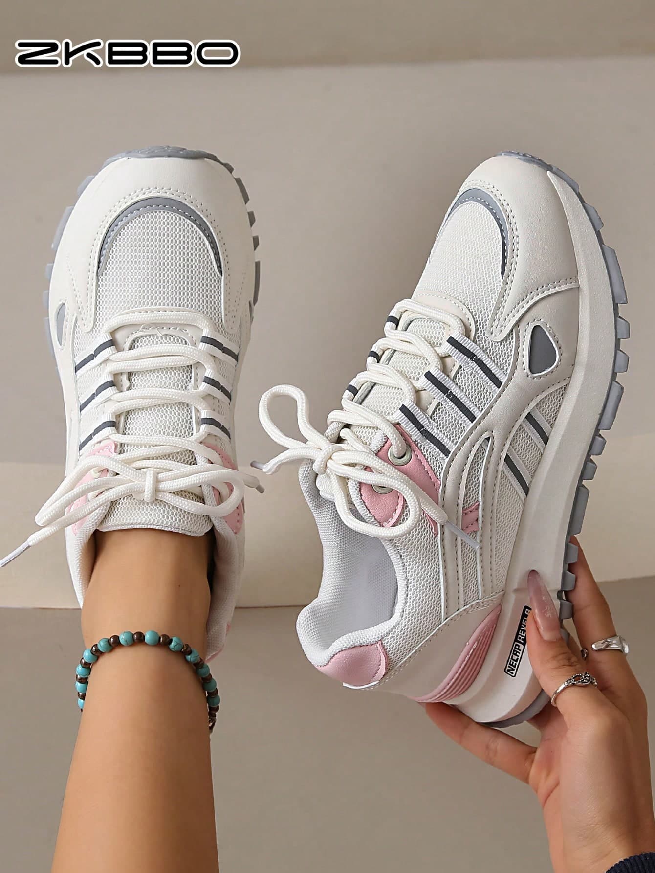 ZKBBO Women's Casual Sports Shoes, PU Leather, Flat, Lightweight, Comfortable Sneakers