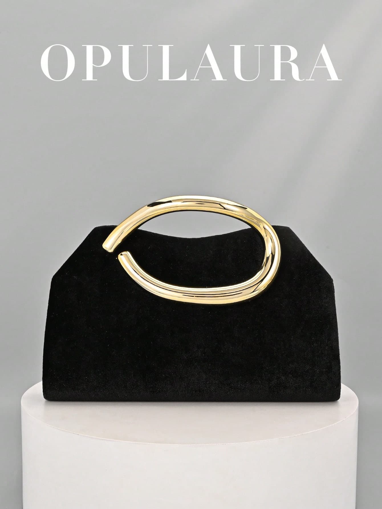1pc OpulAura Women's Elegant Black Velvet Handbag, Luxury Velvet Evening Bag Suitable For Formal Dresses, Weddings