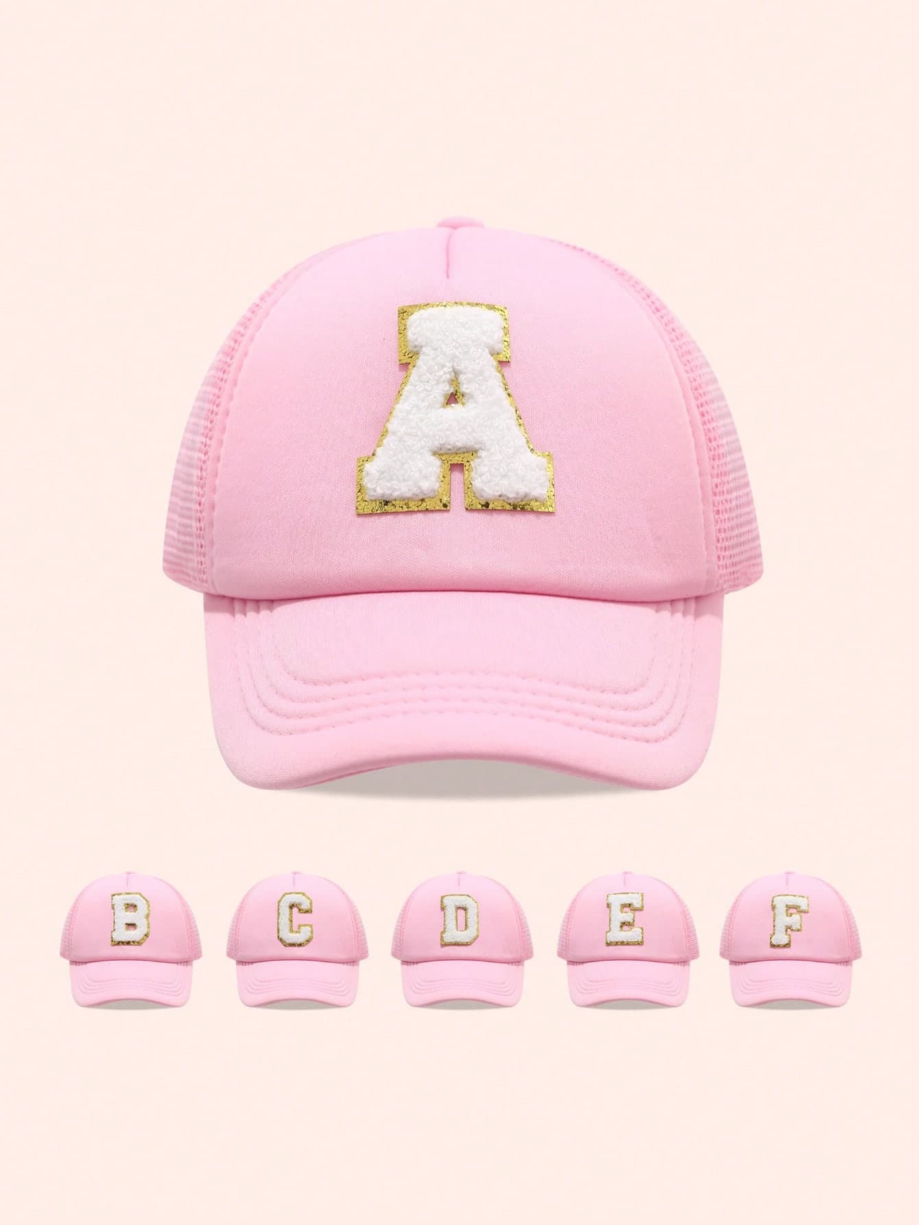 1pc Kids Pink 26 Letter Mesh Baseball Cap, Unisex Toddler Sun Hat For Outdoor, Daily Wear, UV Protection