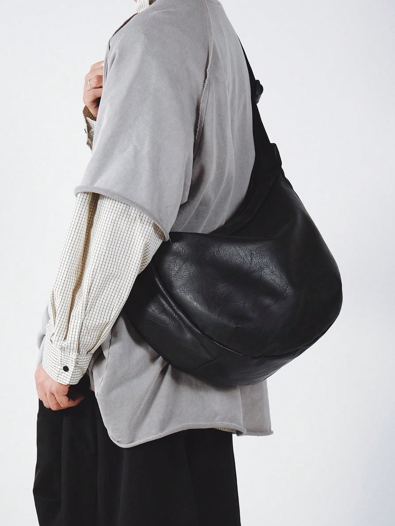 Vintage Ins Style Casual Crossbody Bag, Large Capacity Adjustable Shoulder Strap Shoulder Tote Crossbody Bag, Faux Leather Hobo Bag, Men's New Personalized Fashion Crossbody Bag, Casual Commute Travel School College Student Bag, Back To School