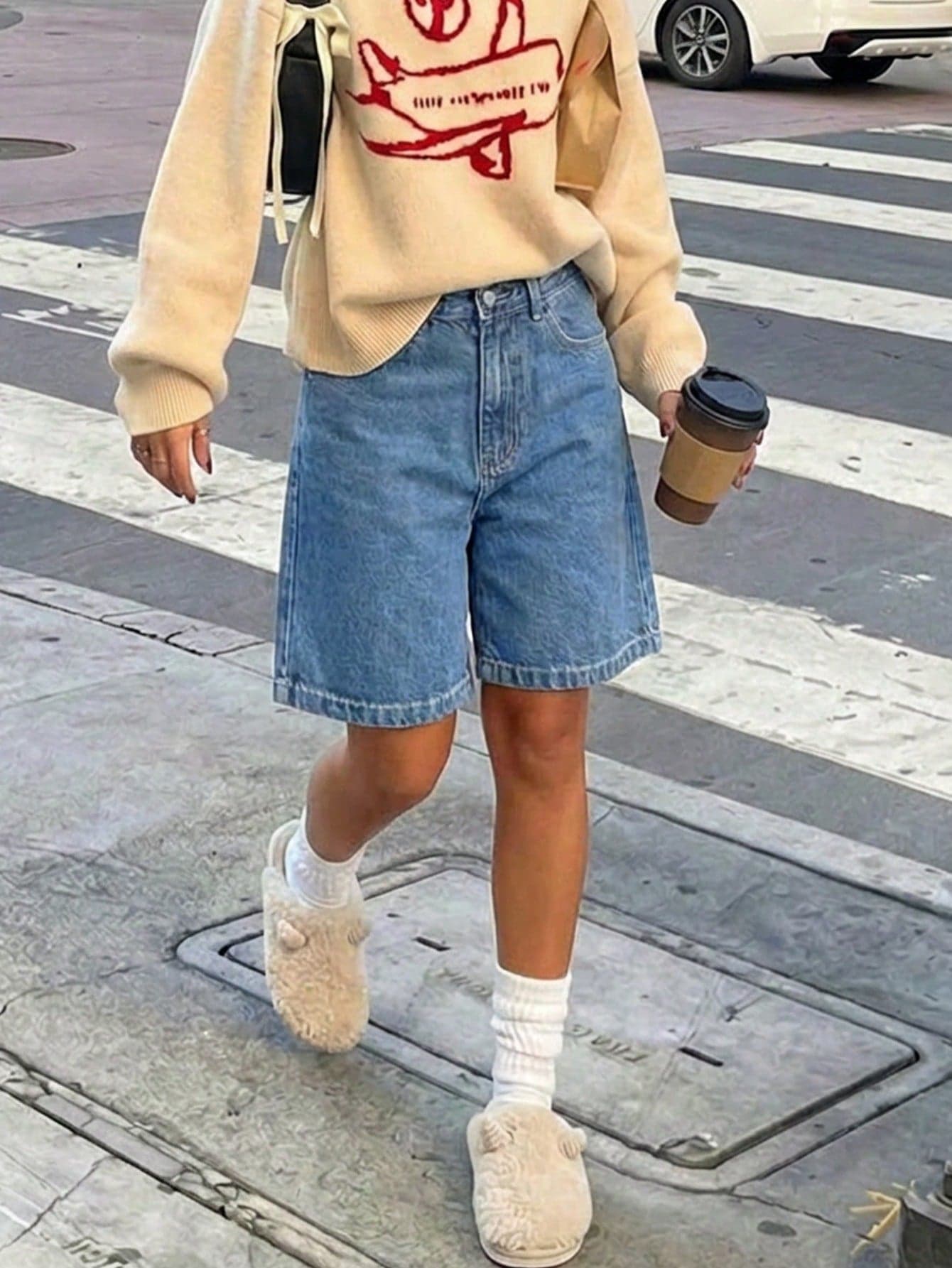 Women's Casual Knee-Length Wide Leg Loose Bermuda Denim Shorts, Suitable For Vacation, Beach, Country Music Festival Occasions Summer